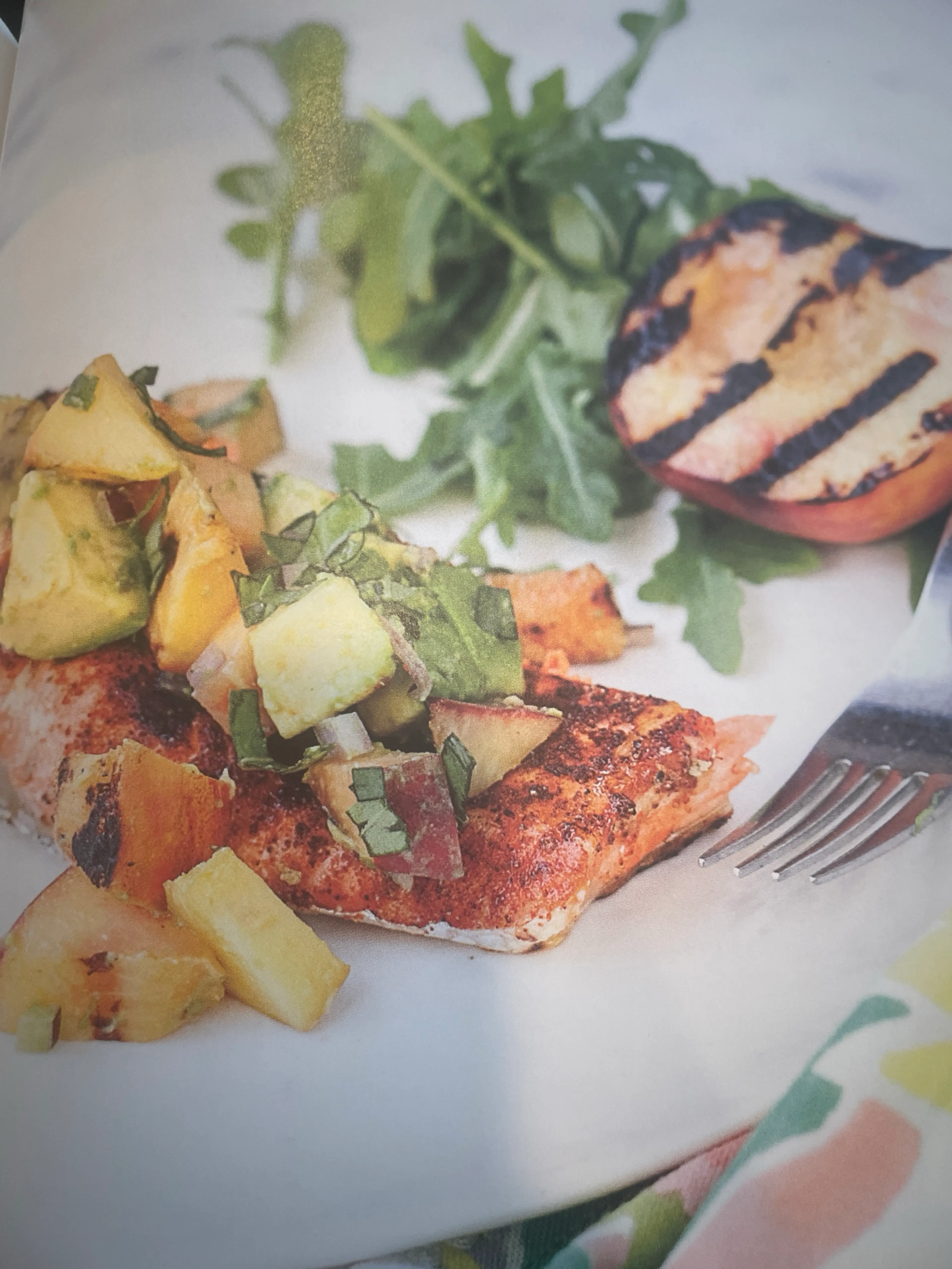 Barbecue salmon With Grilled Peach Salsa