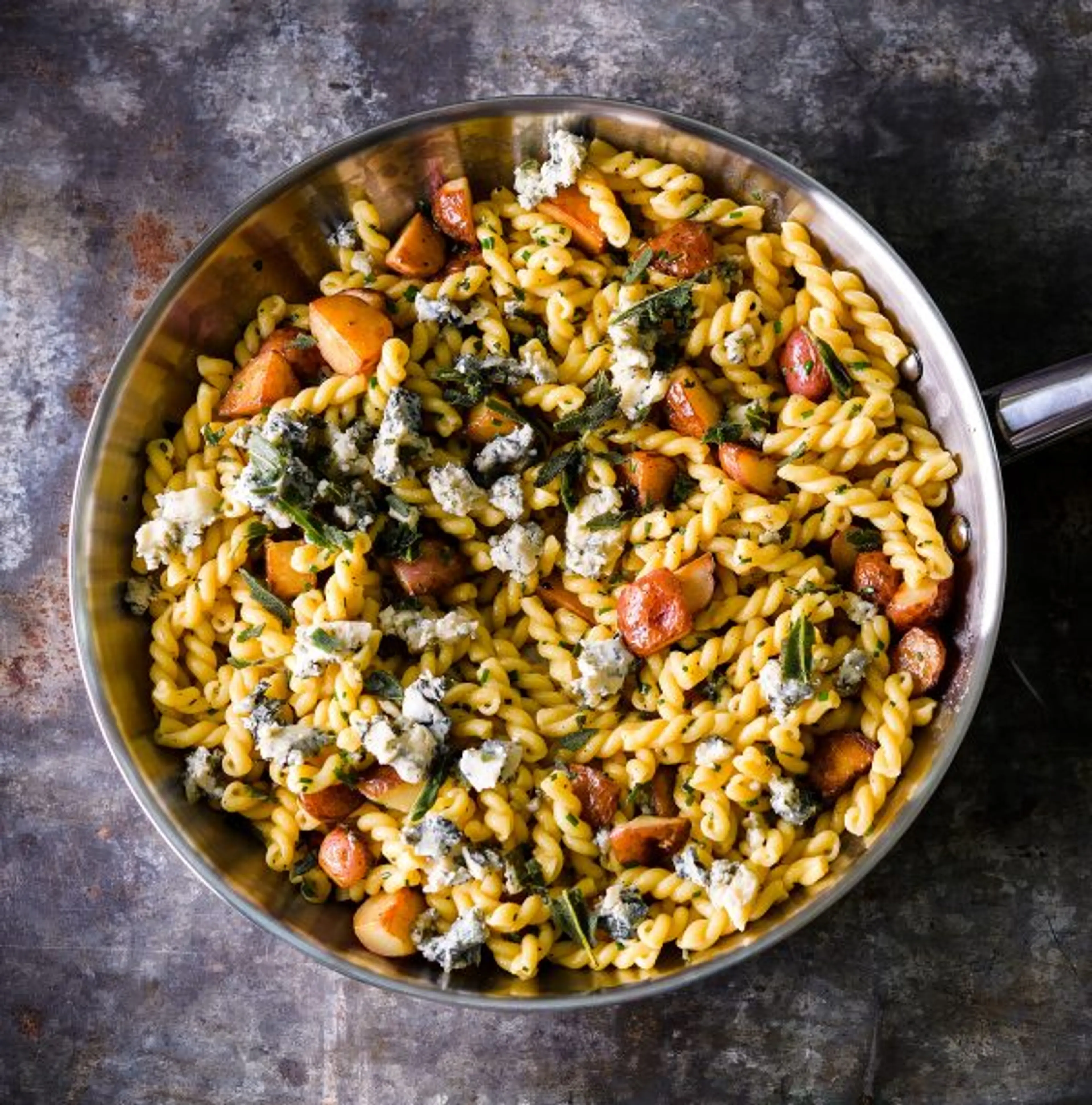 Pasta with Potatoes, Gorgonzola and Fried Sage