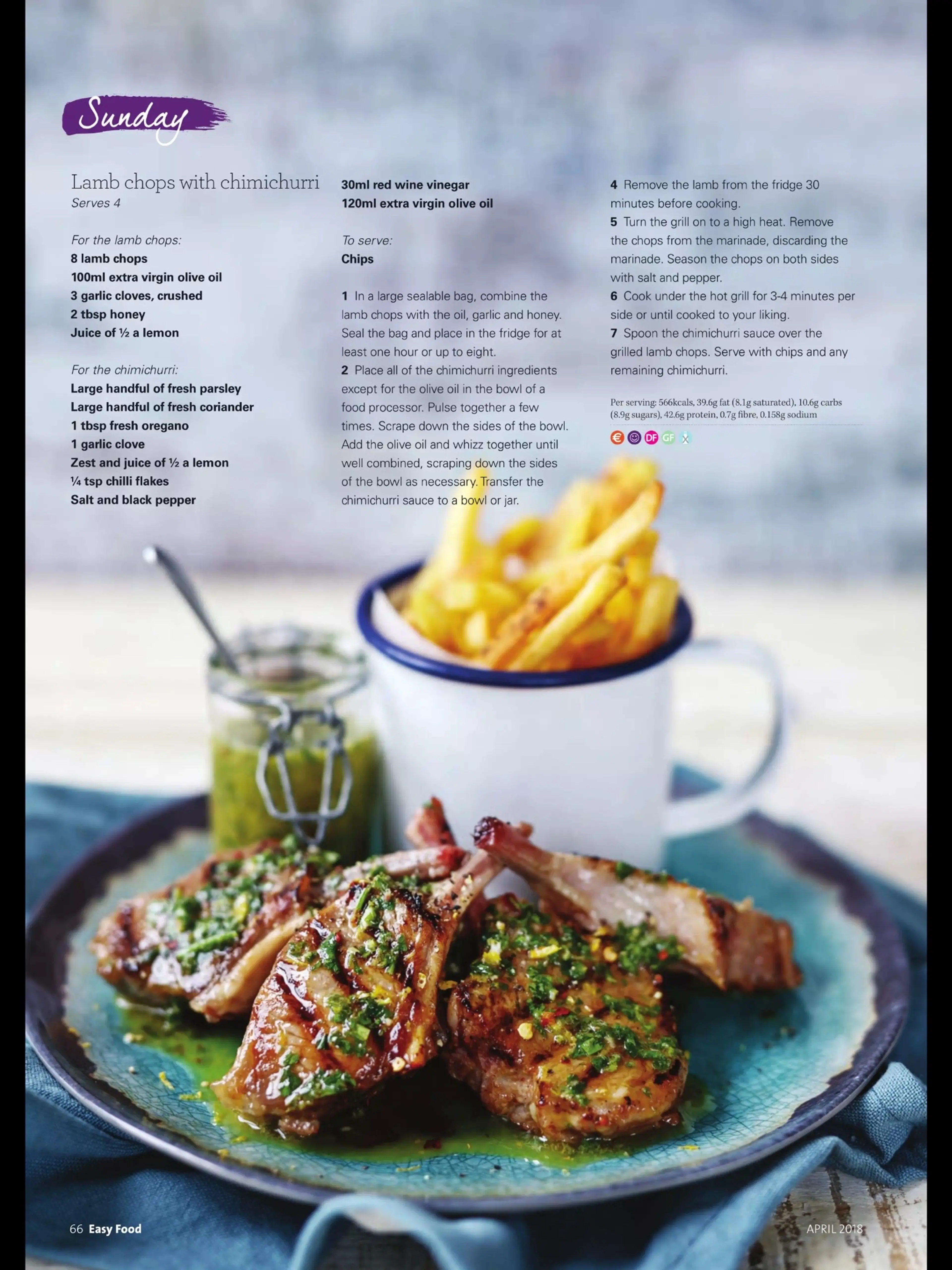 Lamb chops with chimichurri