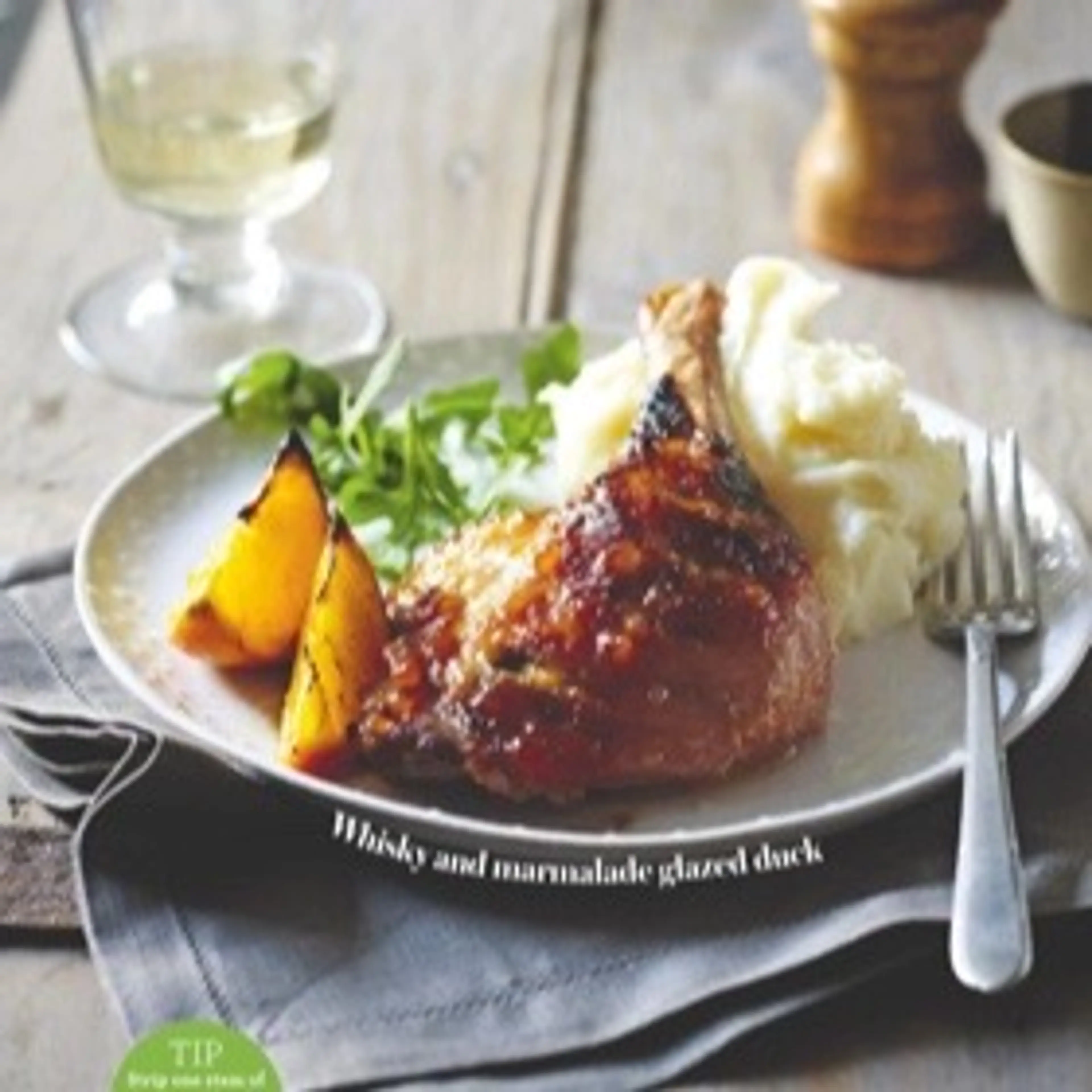 Whisky and marinalade glazed duck