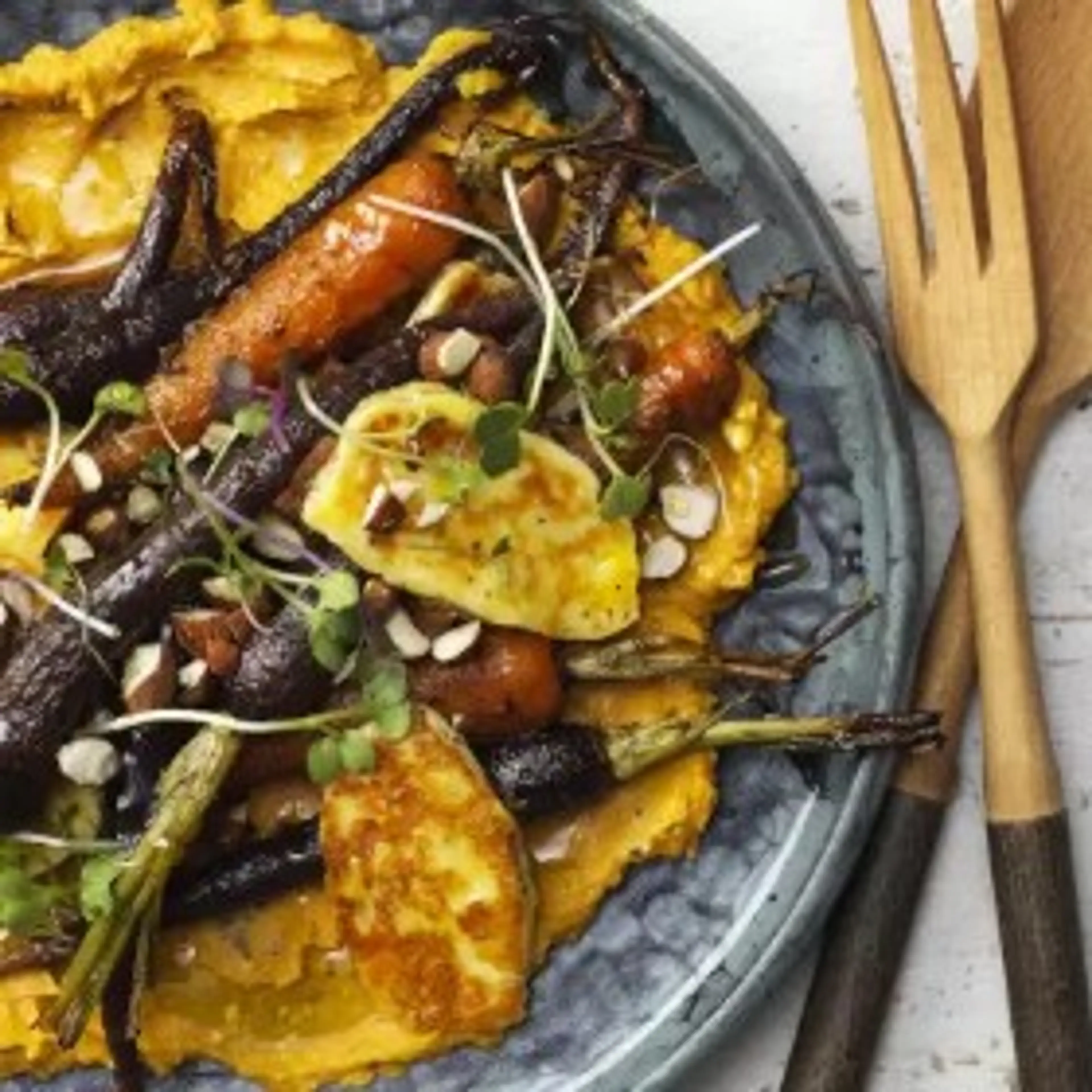 Roasted Carrot and Halloumi Salad