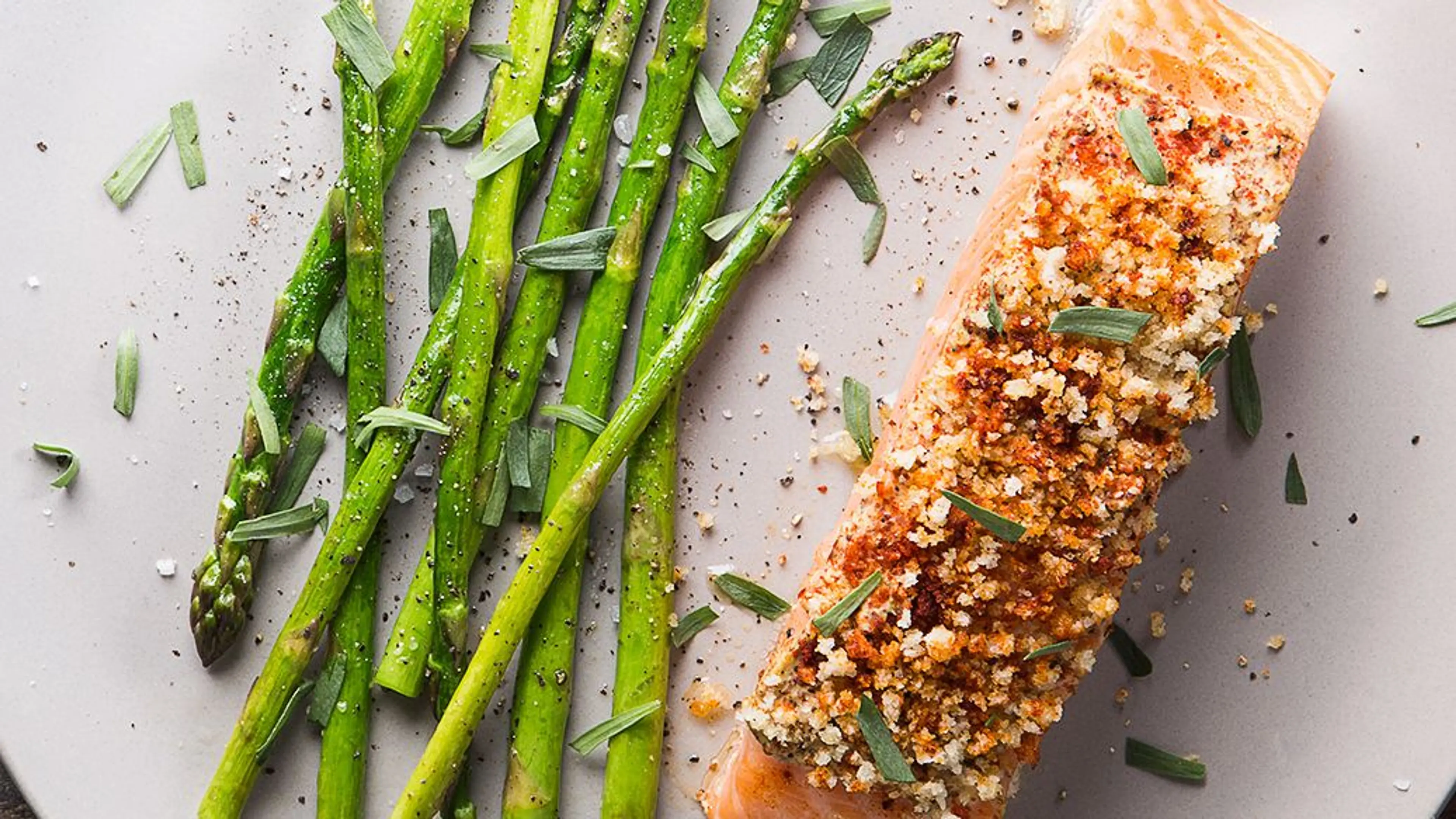 Baked Mustard-Crusted Salmon with Asparagus and Tarragon
