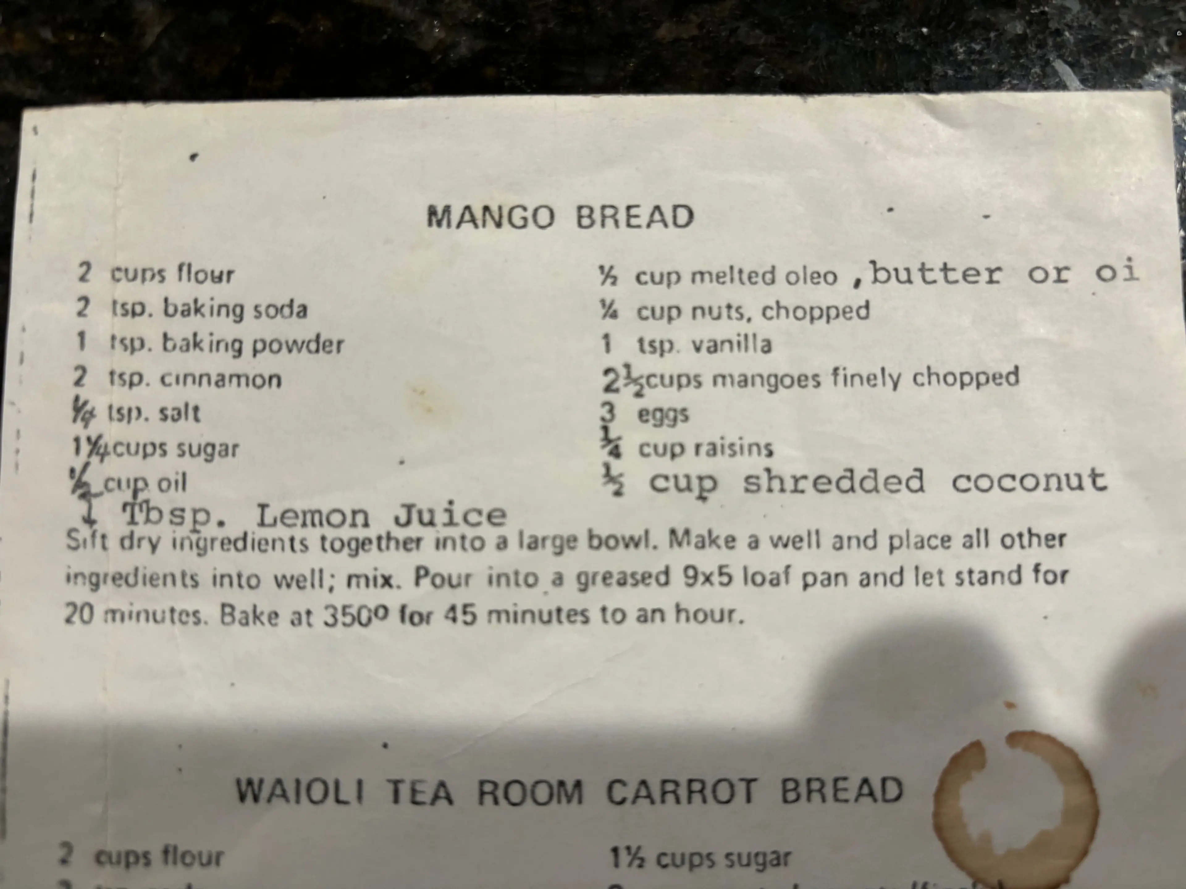 MANGO BREAD