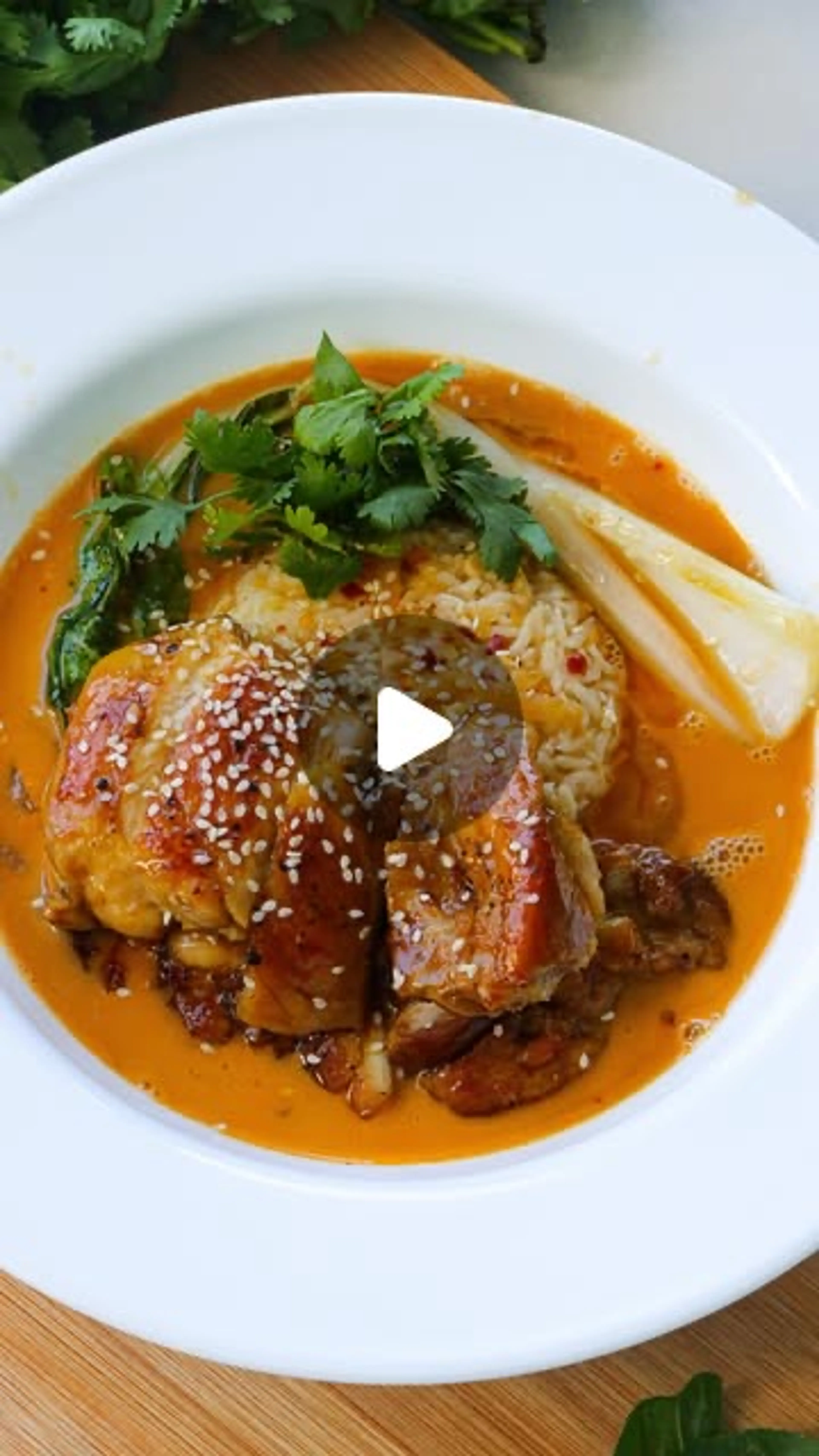 Chili coconut broth with sweet n’ sticky chicken