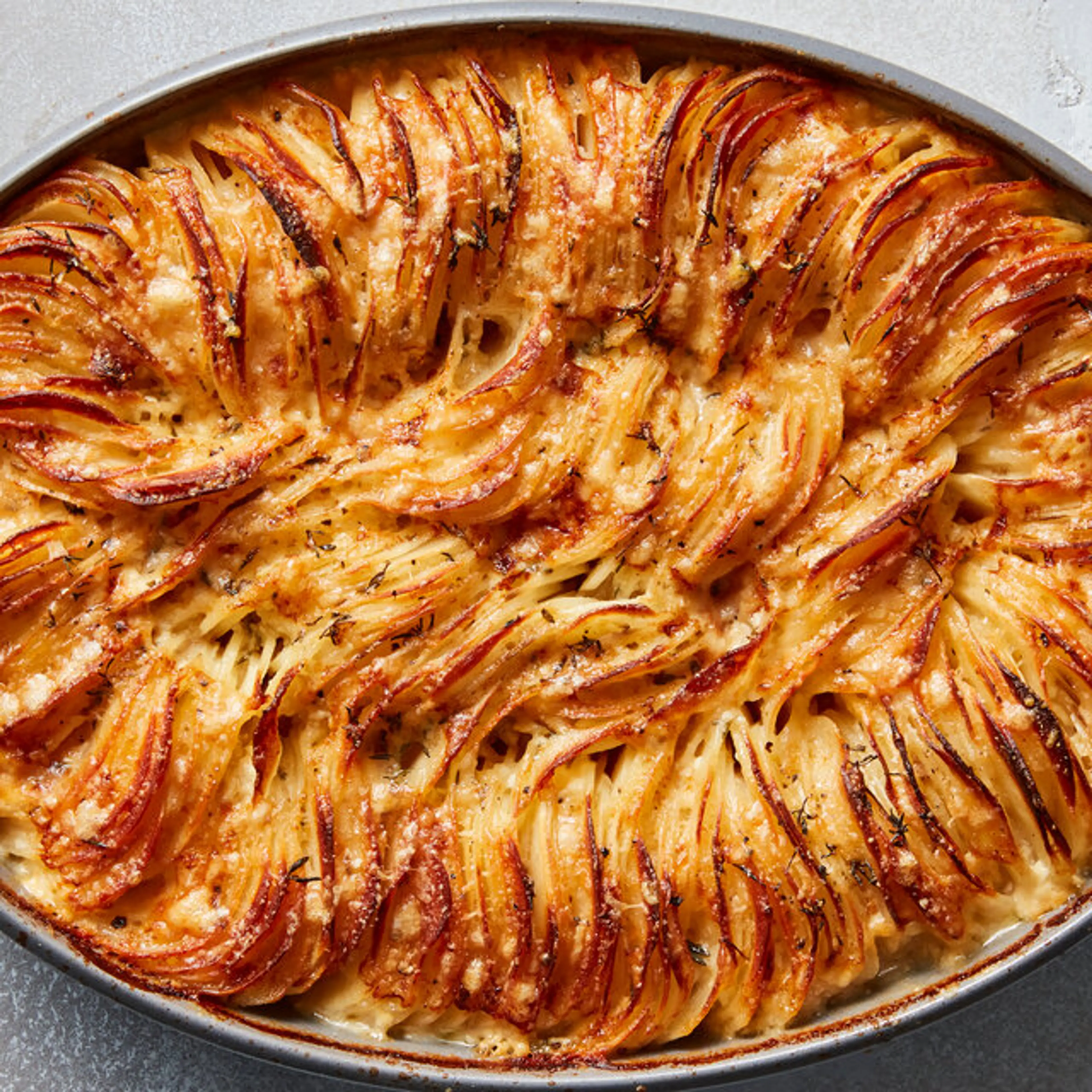 Cheesy Hasselback Potato Gratin