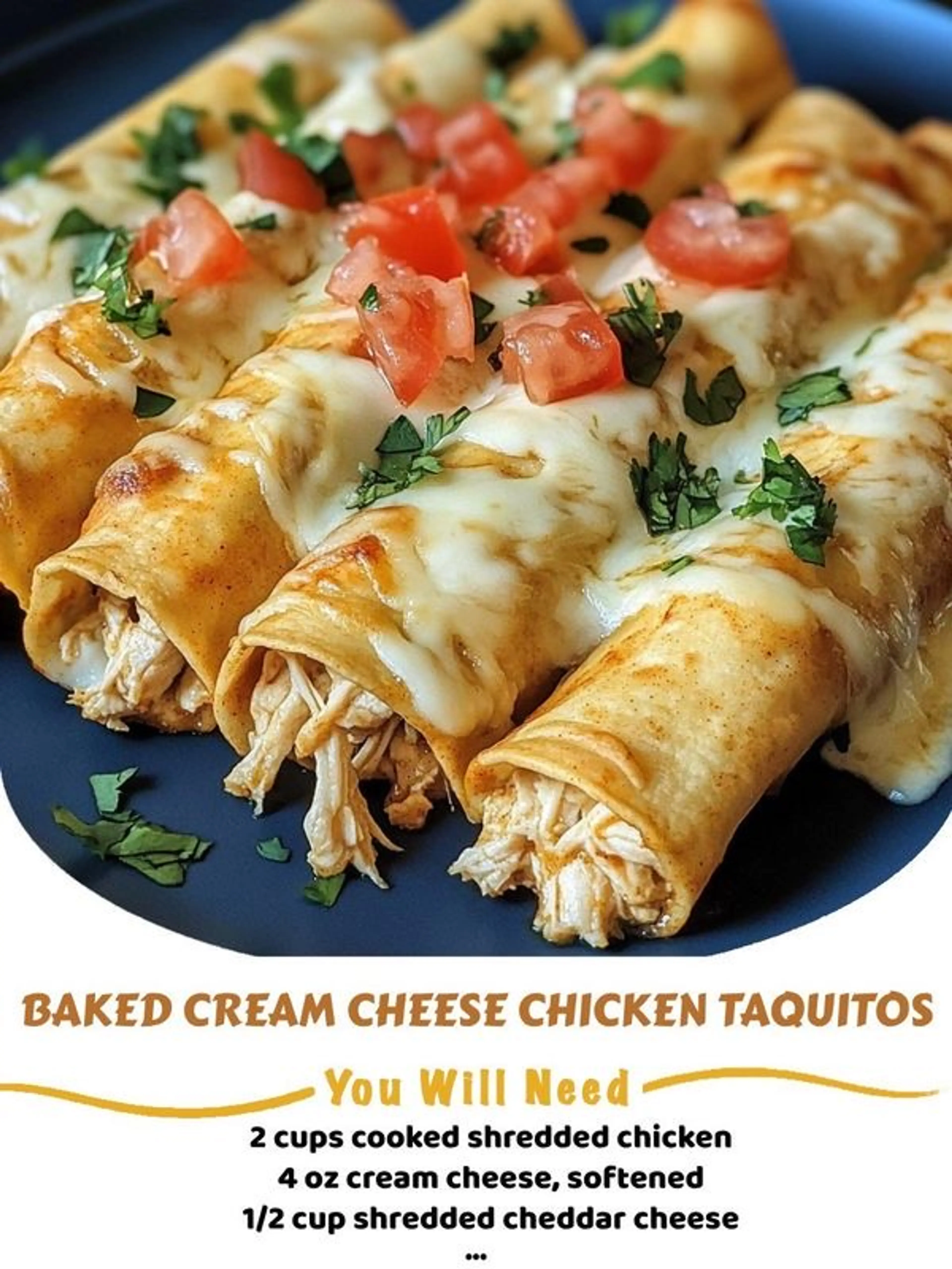 Baked Cream Cheese Chicken Taquitos