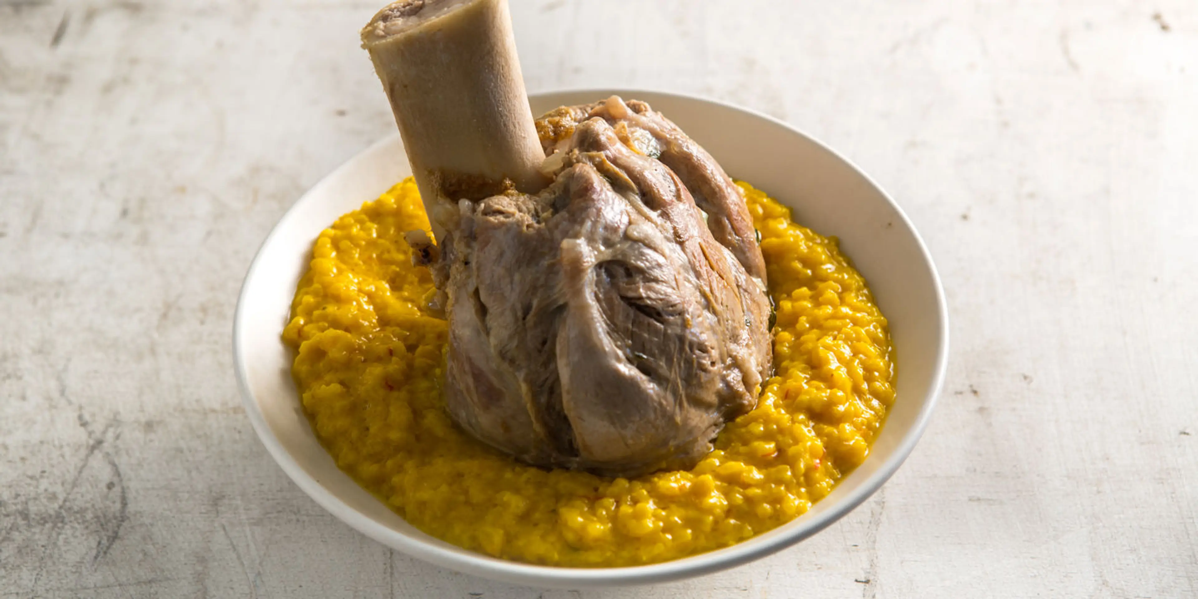Braised veal shank with risotto Milanese