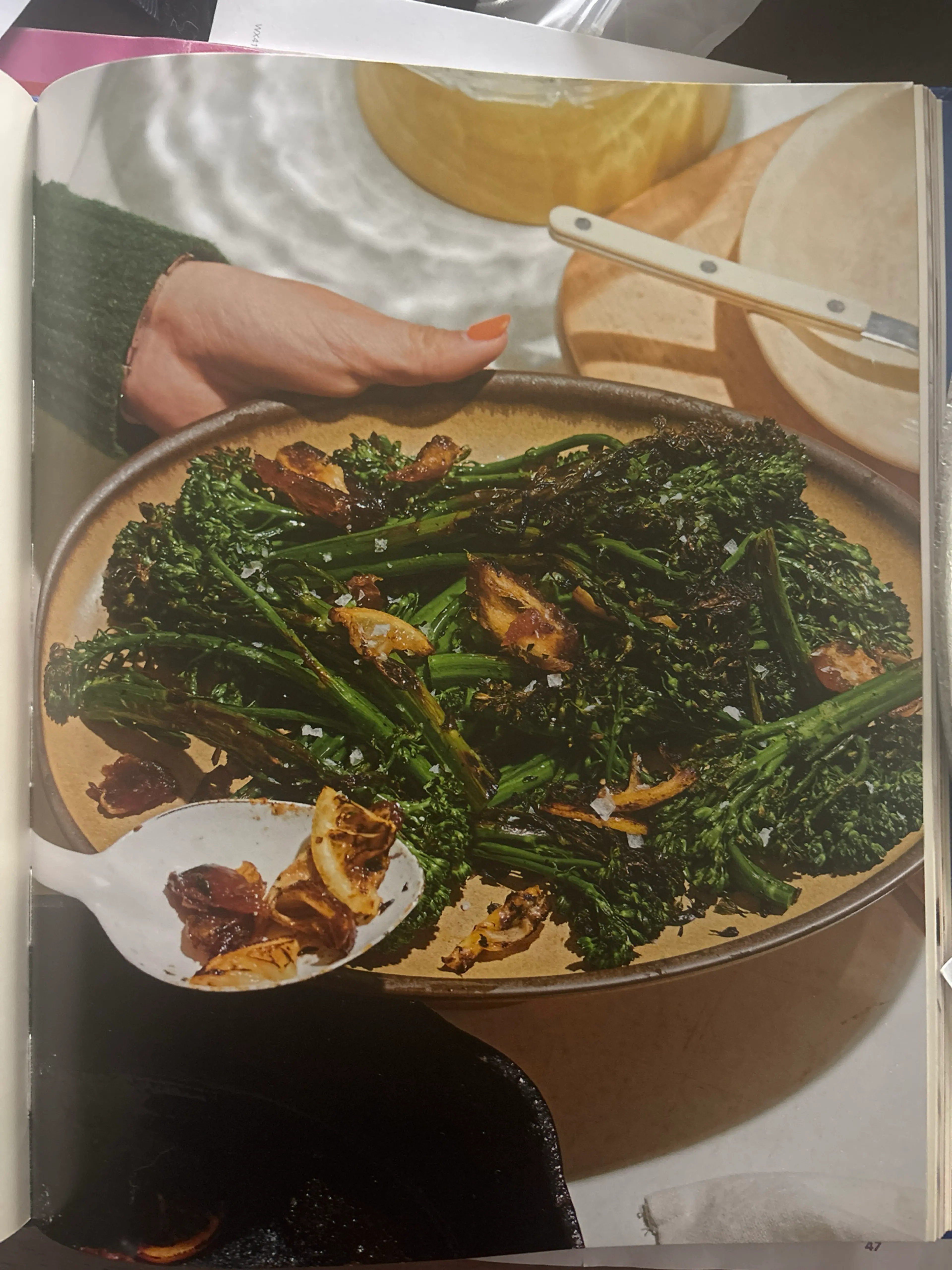 Blistered broccolini with Charred Dates, Lemons & Sesame