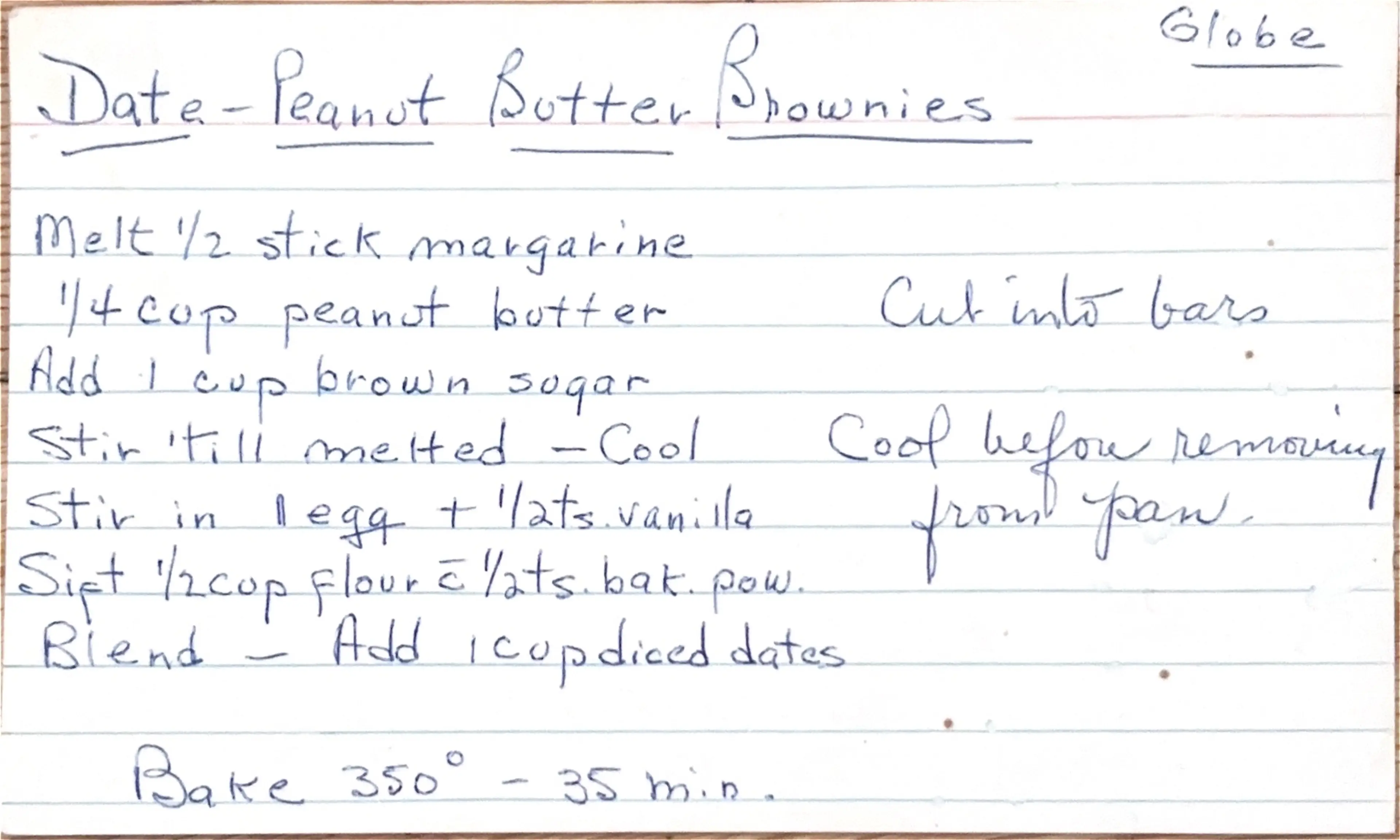 Date Peanut Butter Brownies