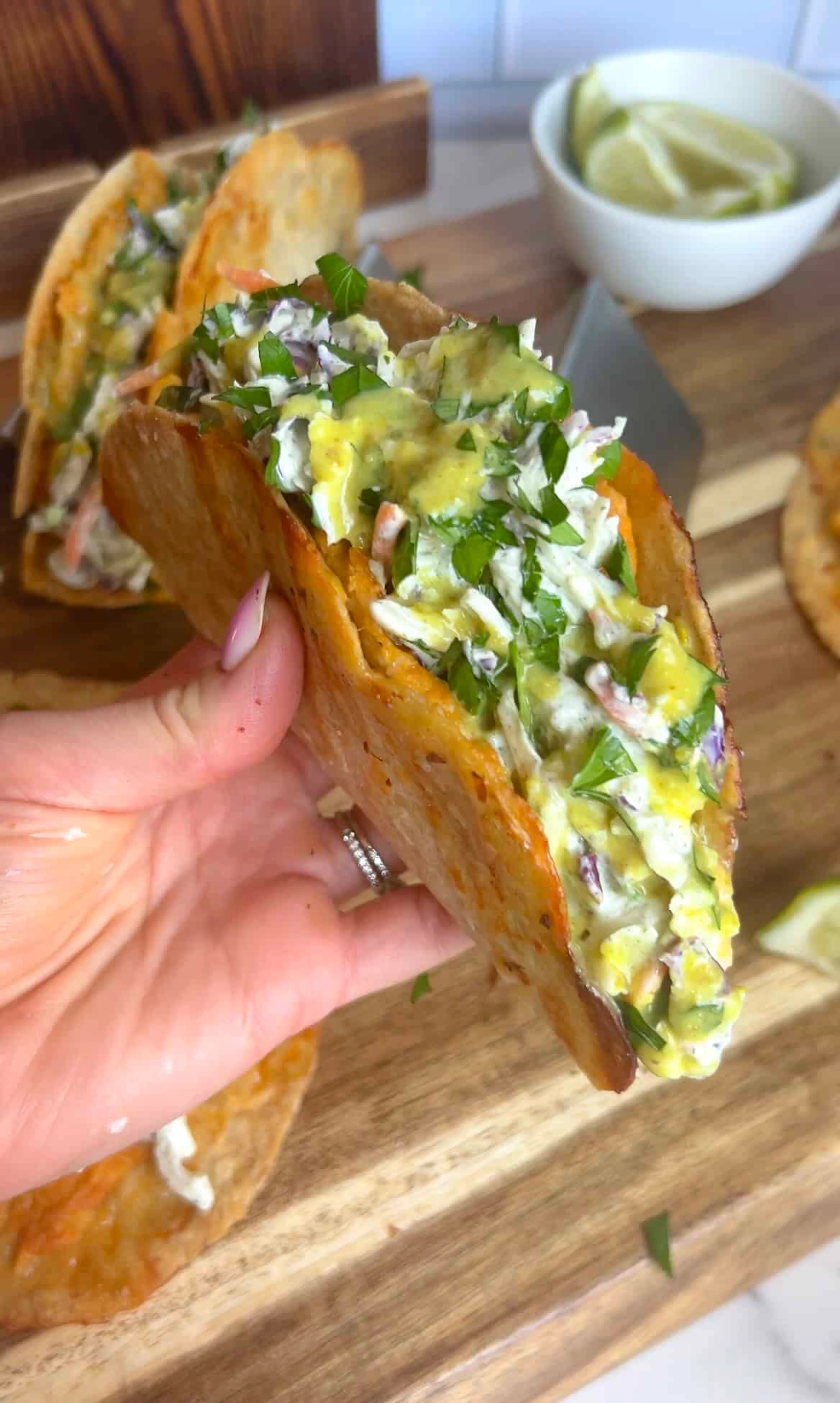 Buffalo Chicken Smash Tacos with Zesty Ranch Slaw