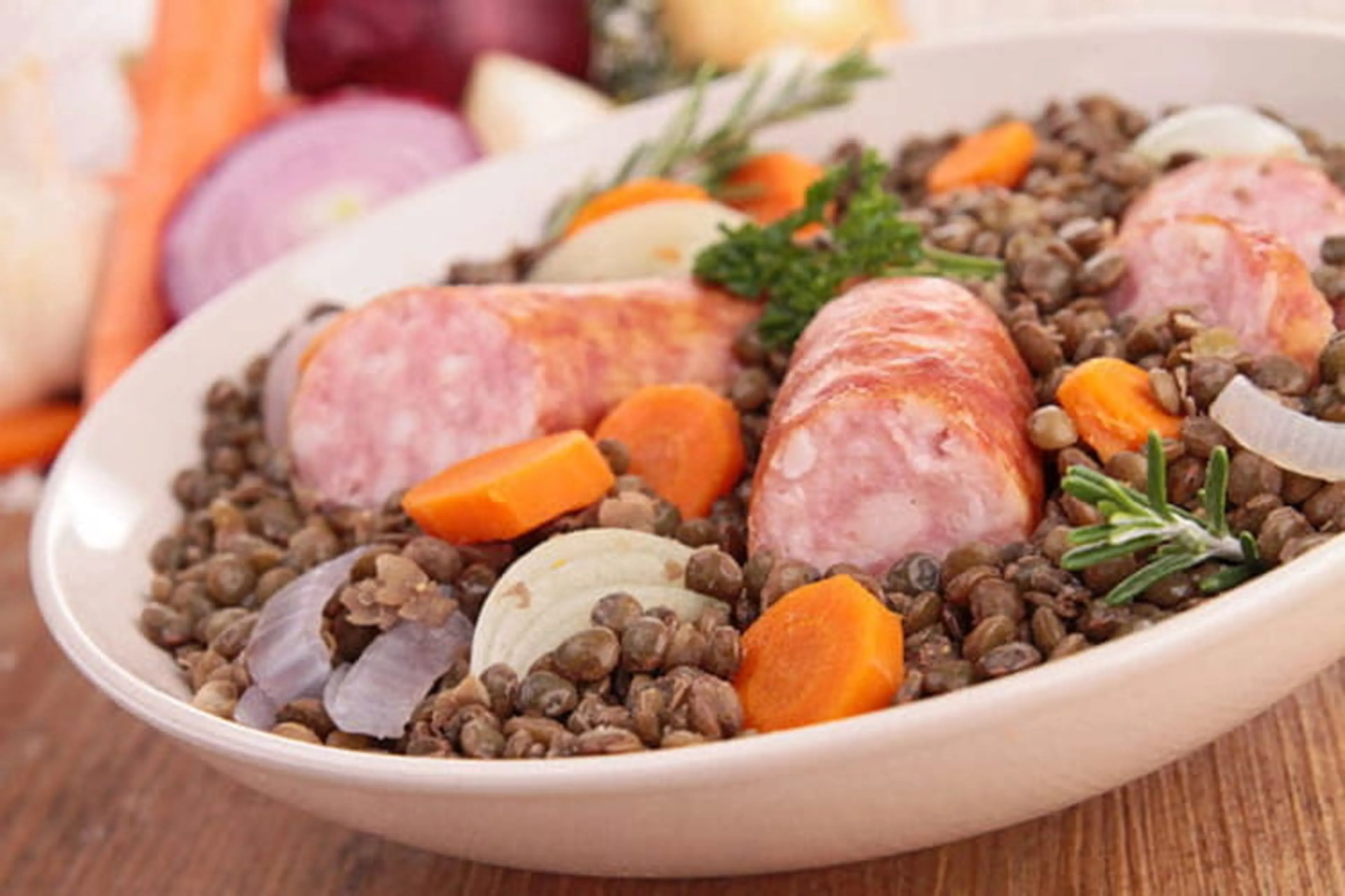 Saucisses aux lentilles