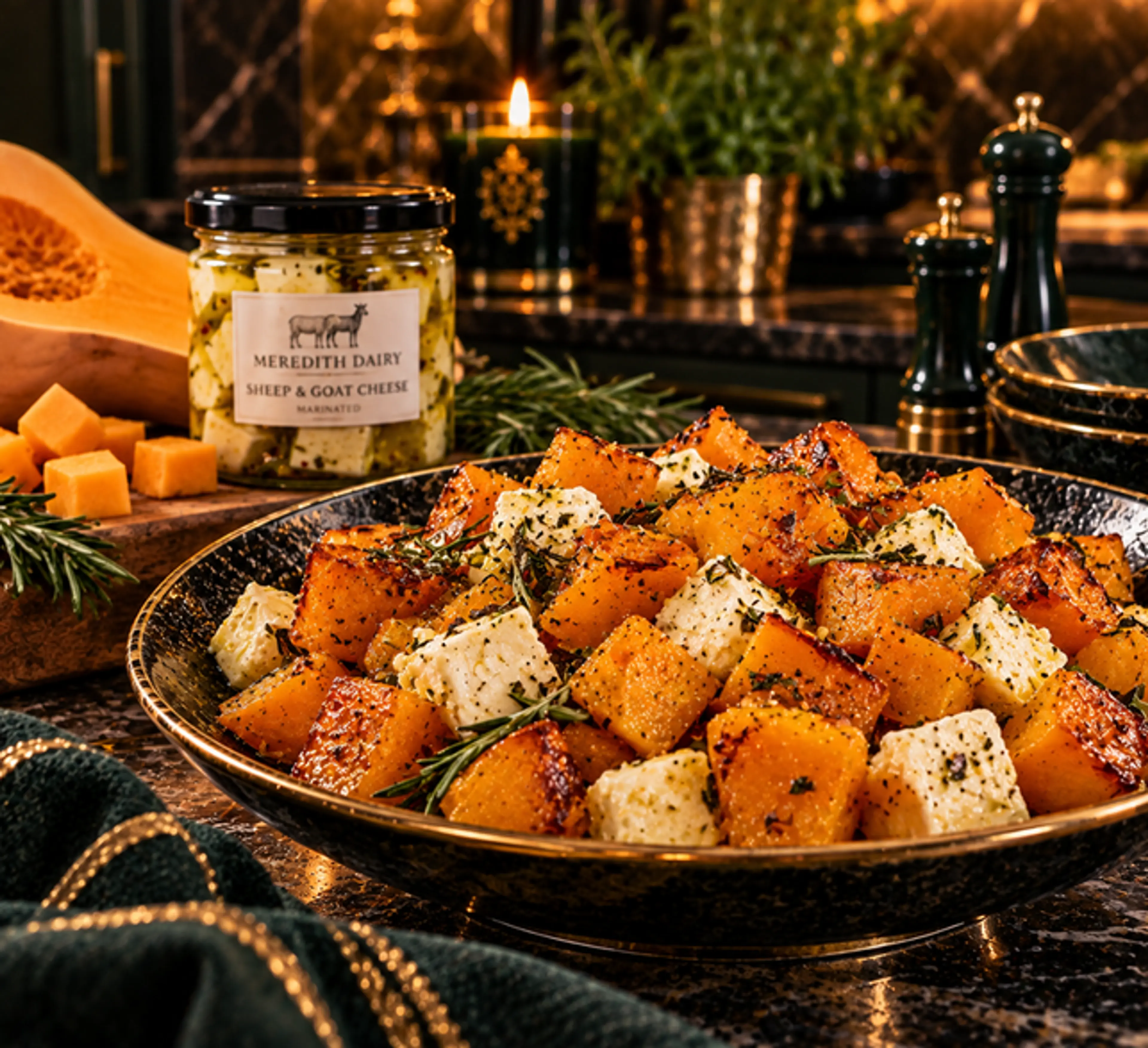 Roasted Rosemary, Butternut Squash w/ Sheep & Goat Cheese