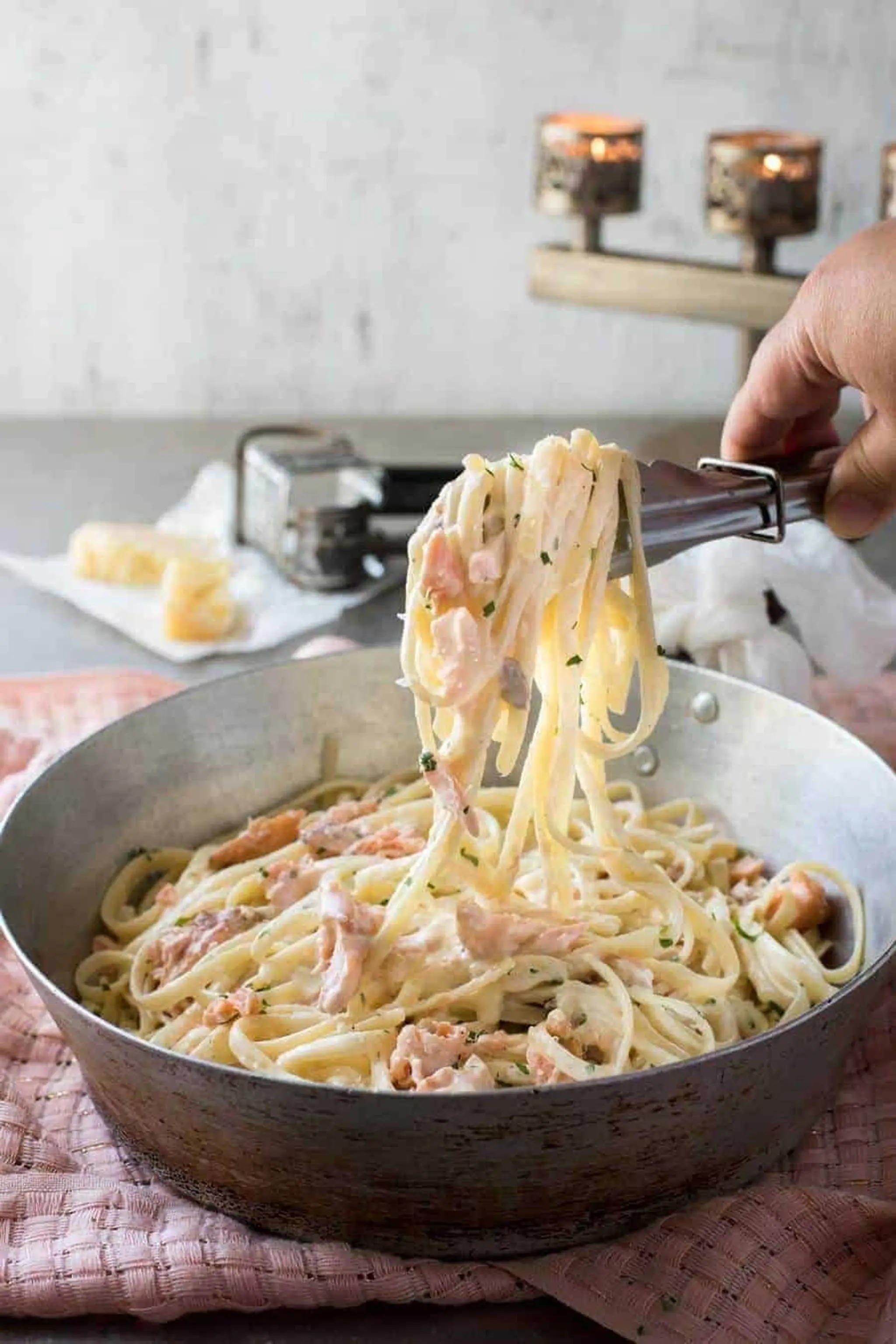Salmon Alfredo Pasta