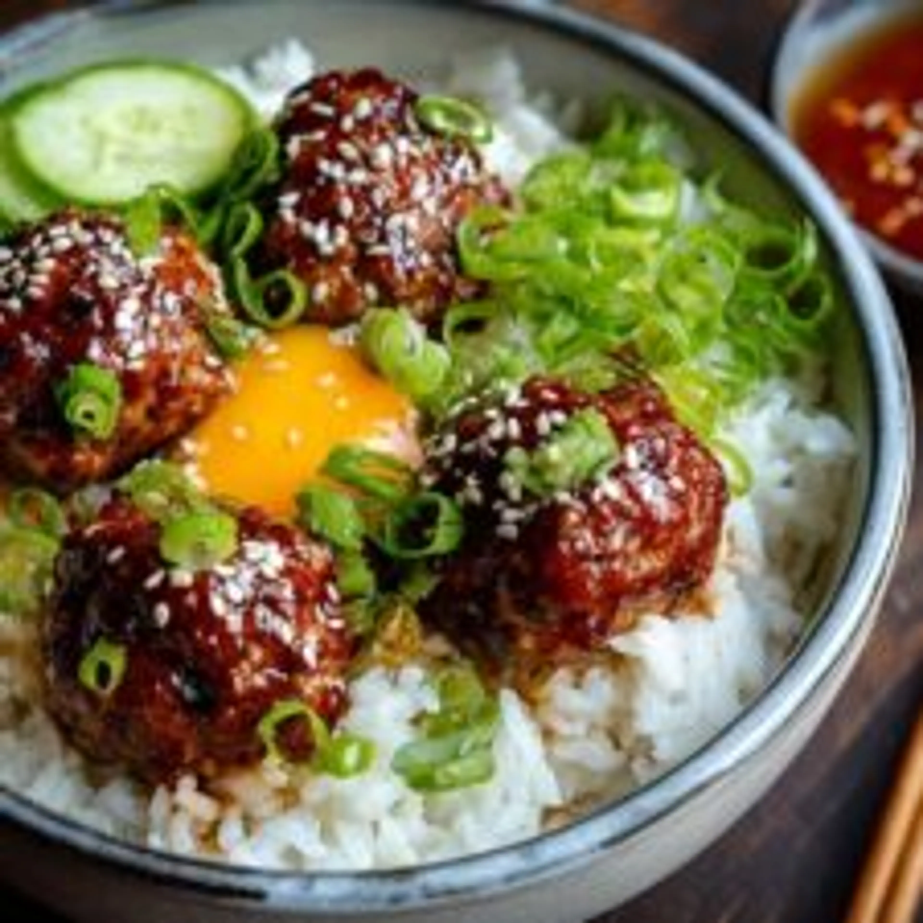 Korean BBQ Meatball Rice Bowls