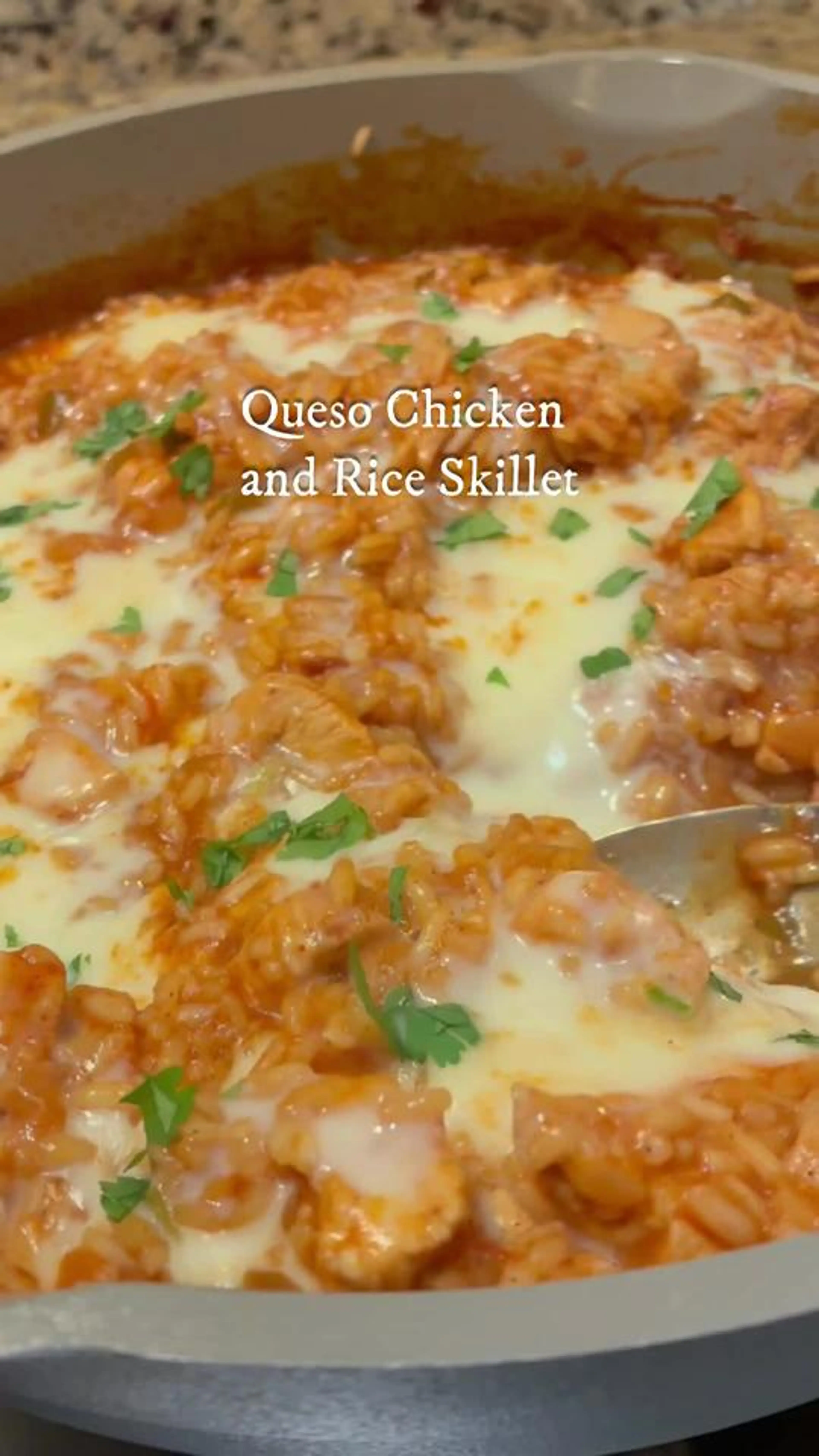One Pan, Queso Chicken and Rice
