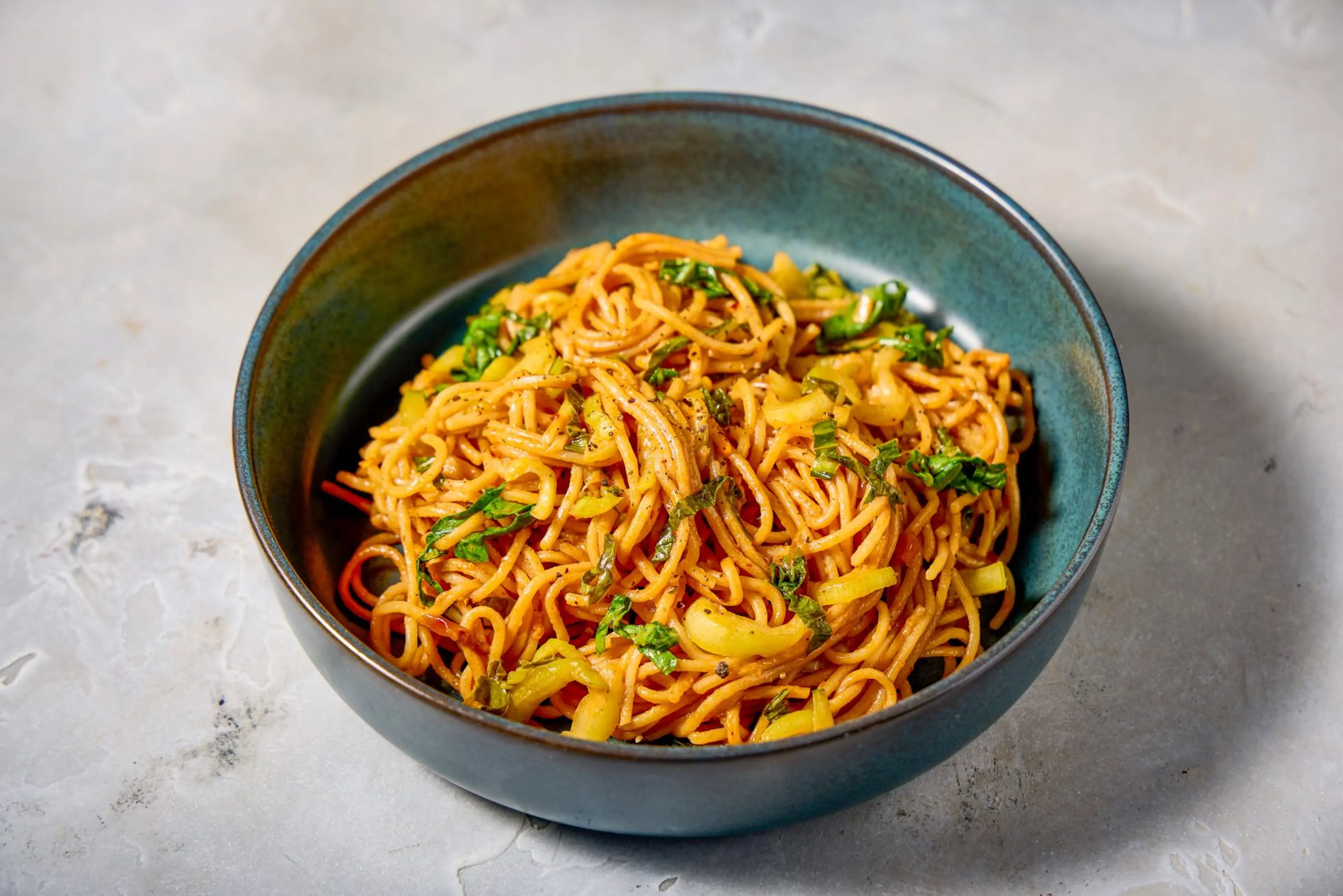 Chili Crisp-Peanut Noodles with Bok Choy