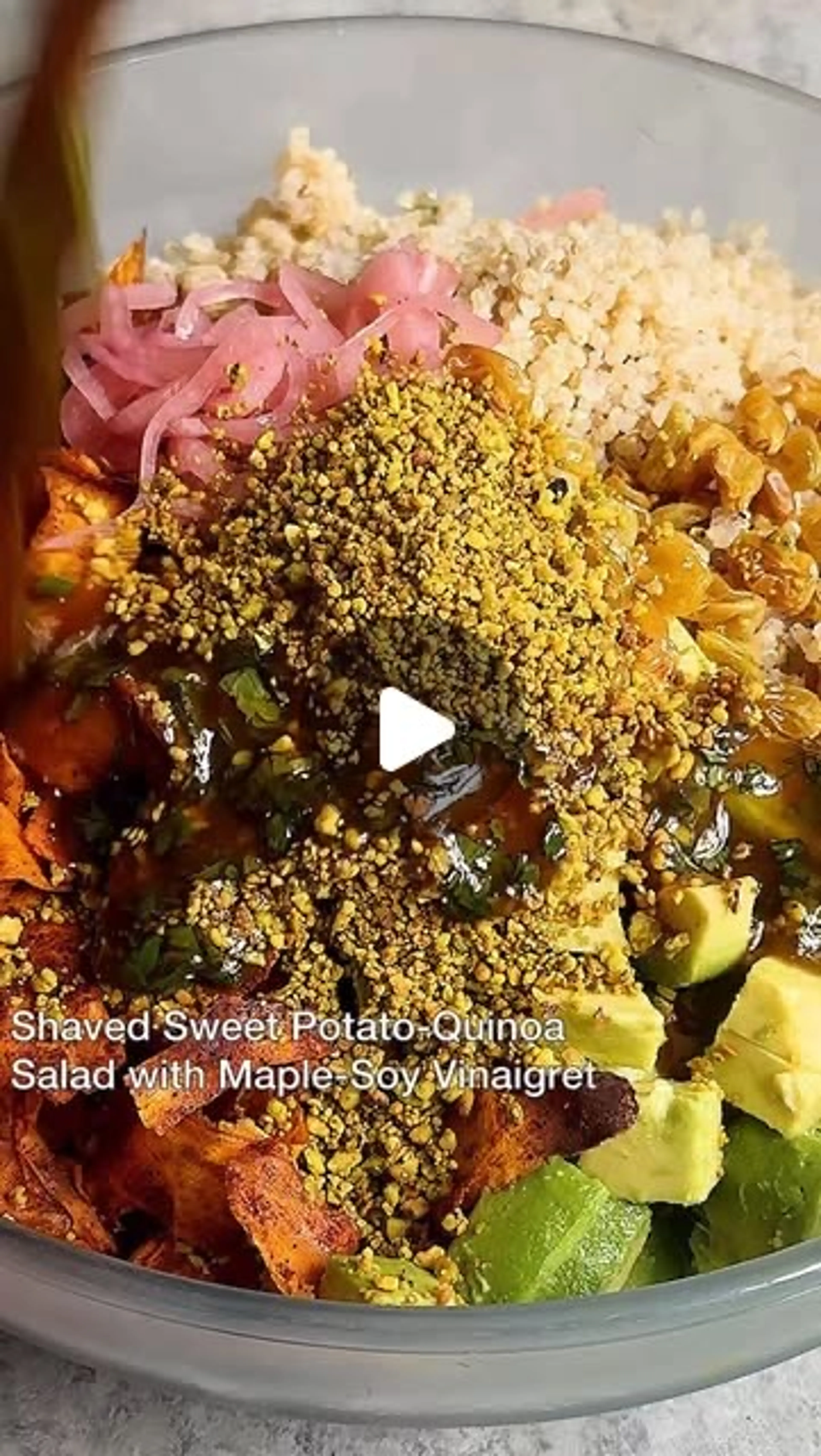 Shaved Sweet Potato-quinoa Salad with Maple-soy Vinaigrette!