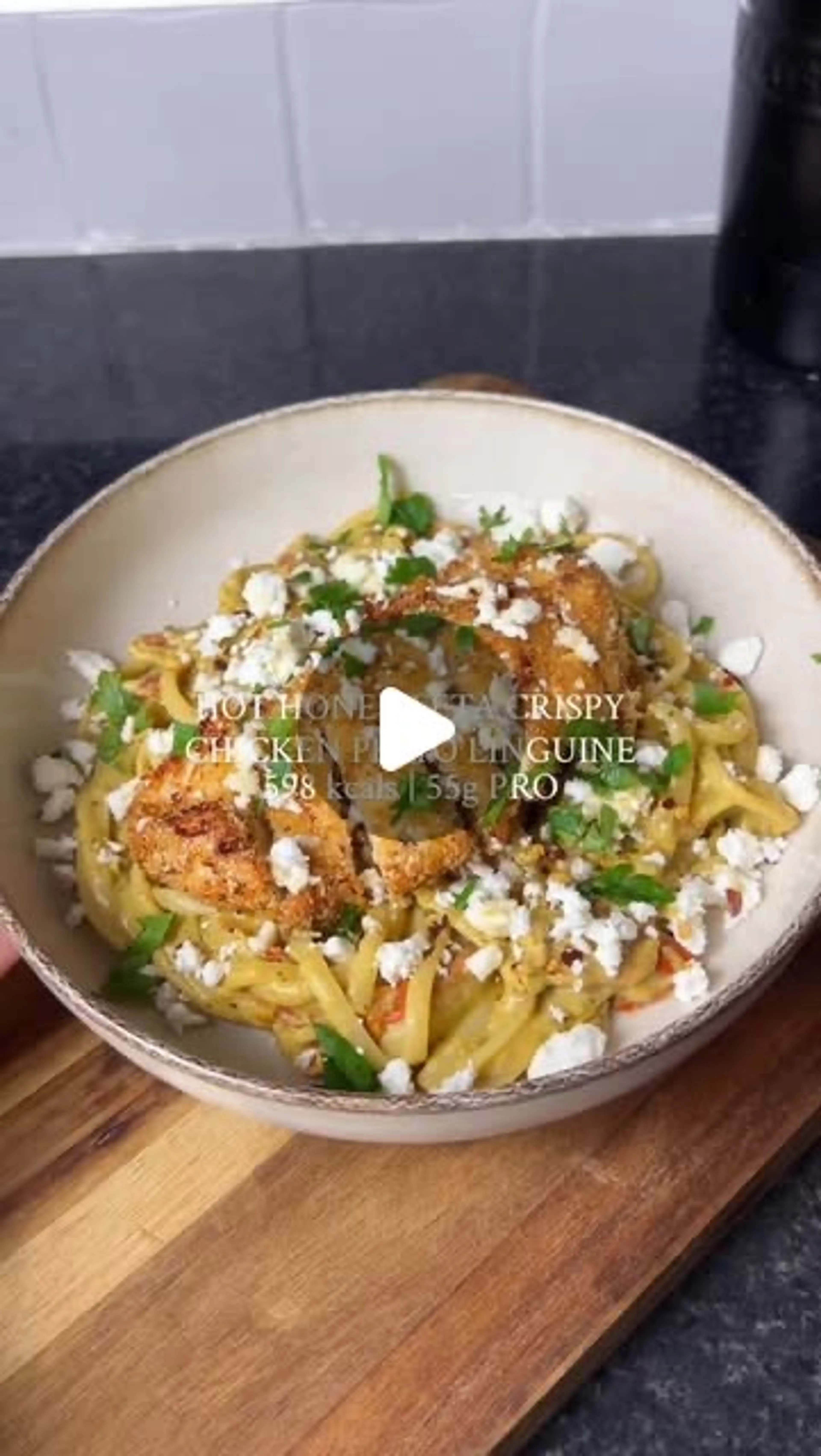 Hot Honey Feta Crispy Chicken Pesto Linguine