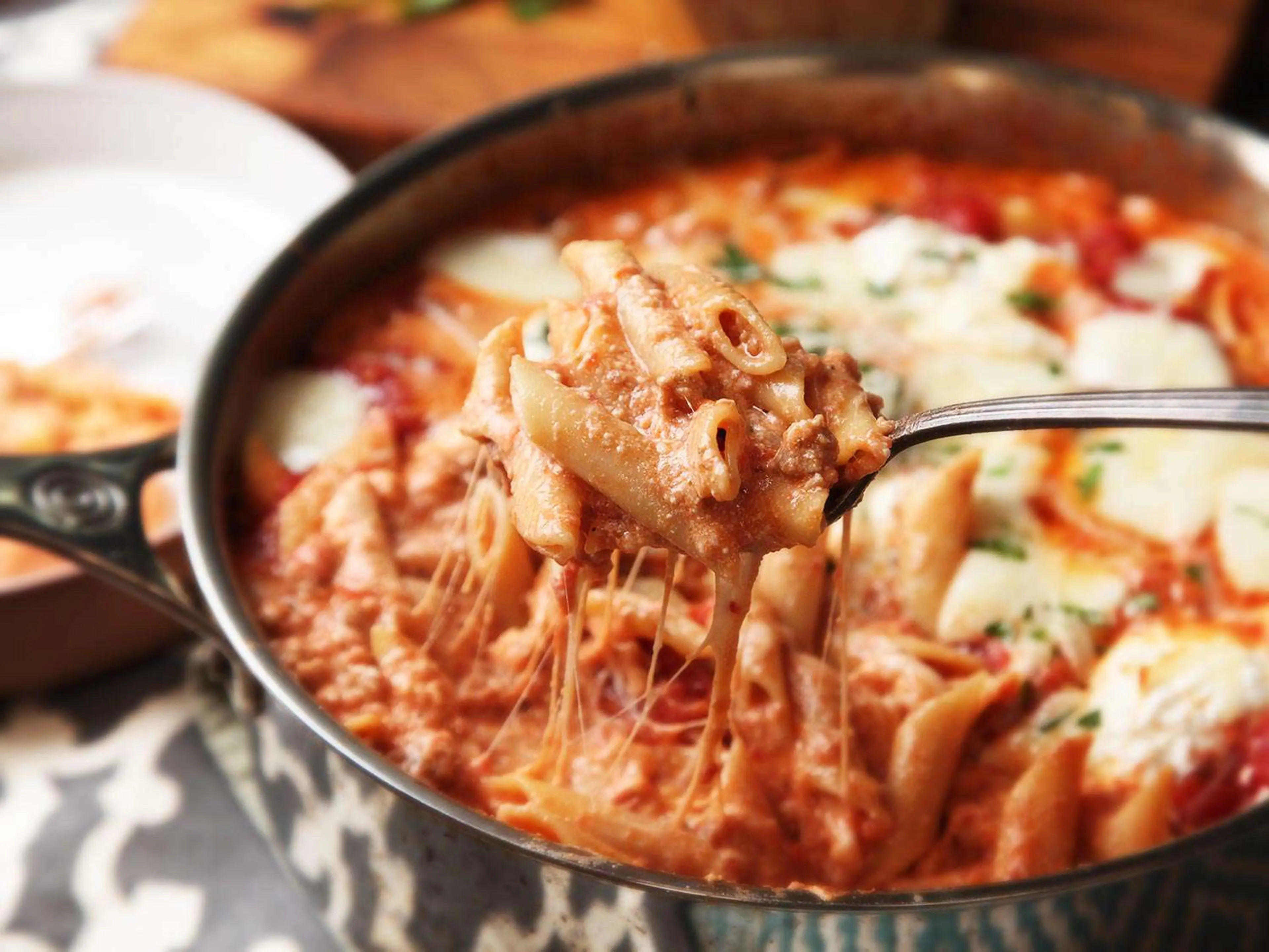 Easy Skillet Baked Ziti With Sausage and Ricotta Recipe