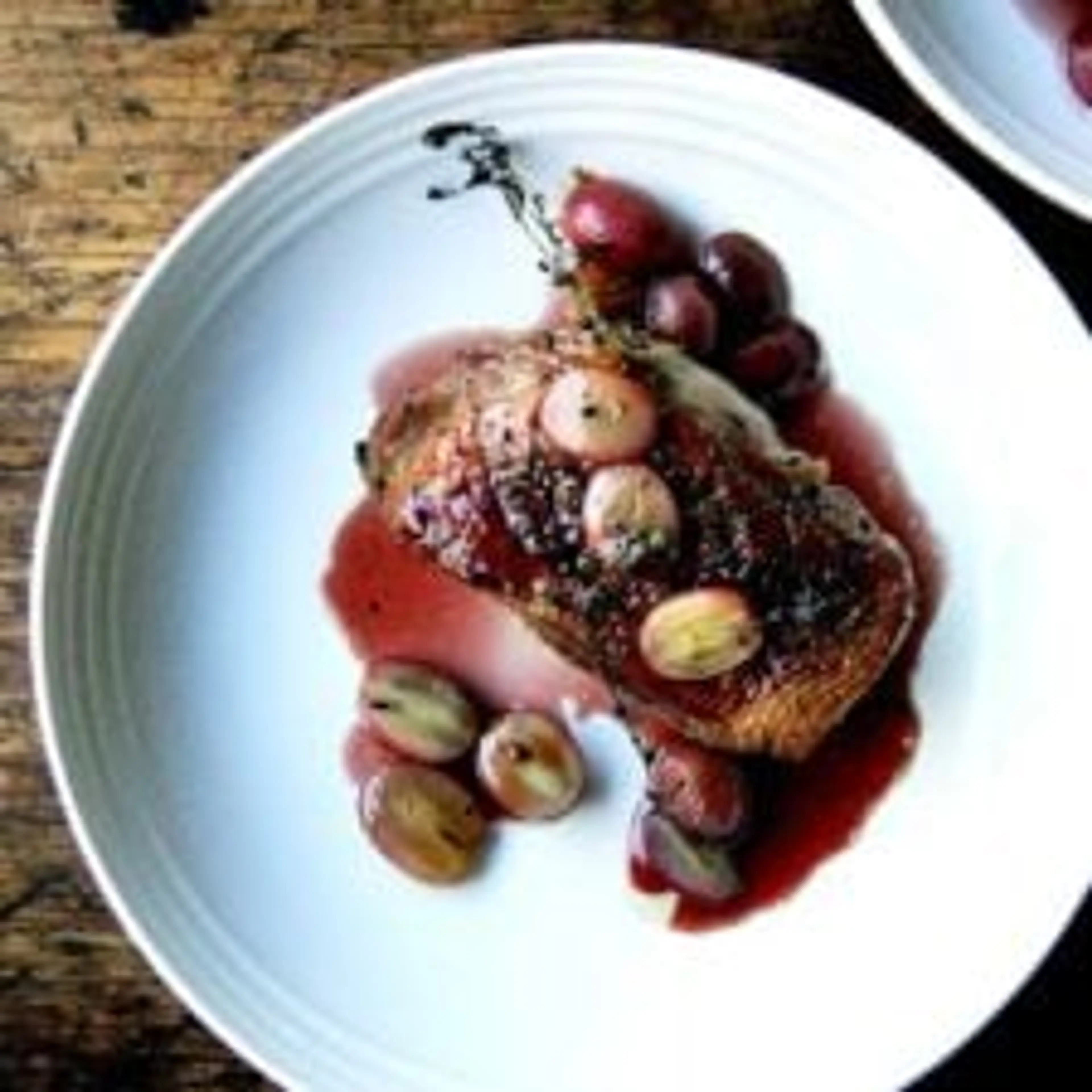 Perfect Pan-Seared Duck Breast with Roasted Grapes & Gastriq