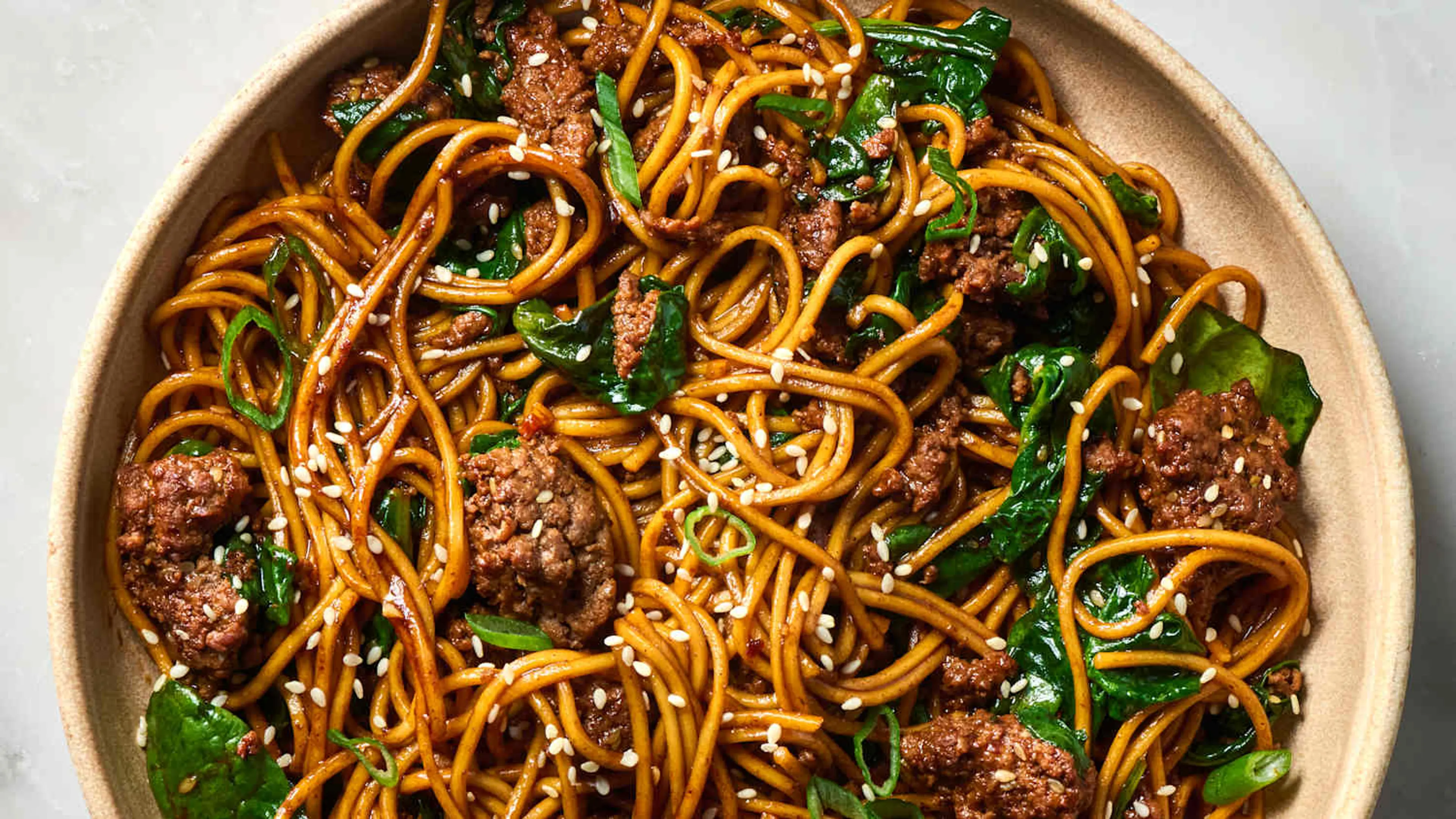 Easy Ground Beef Sesame Noodles