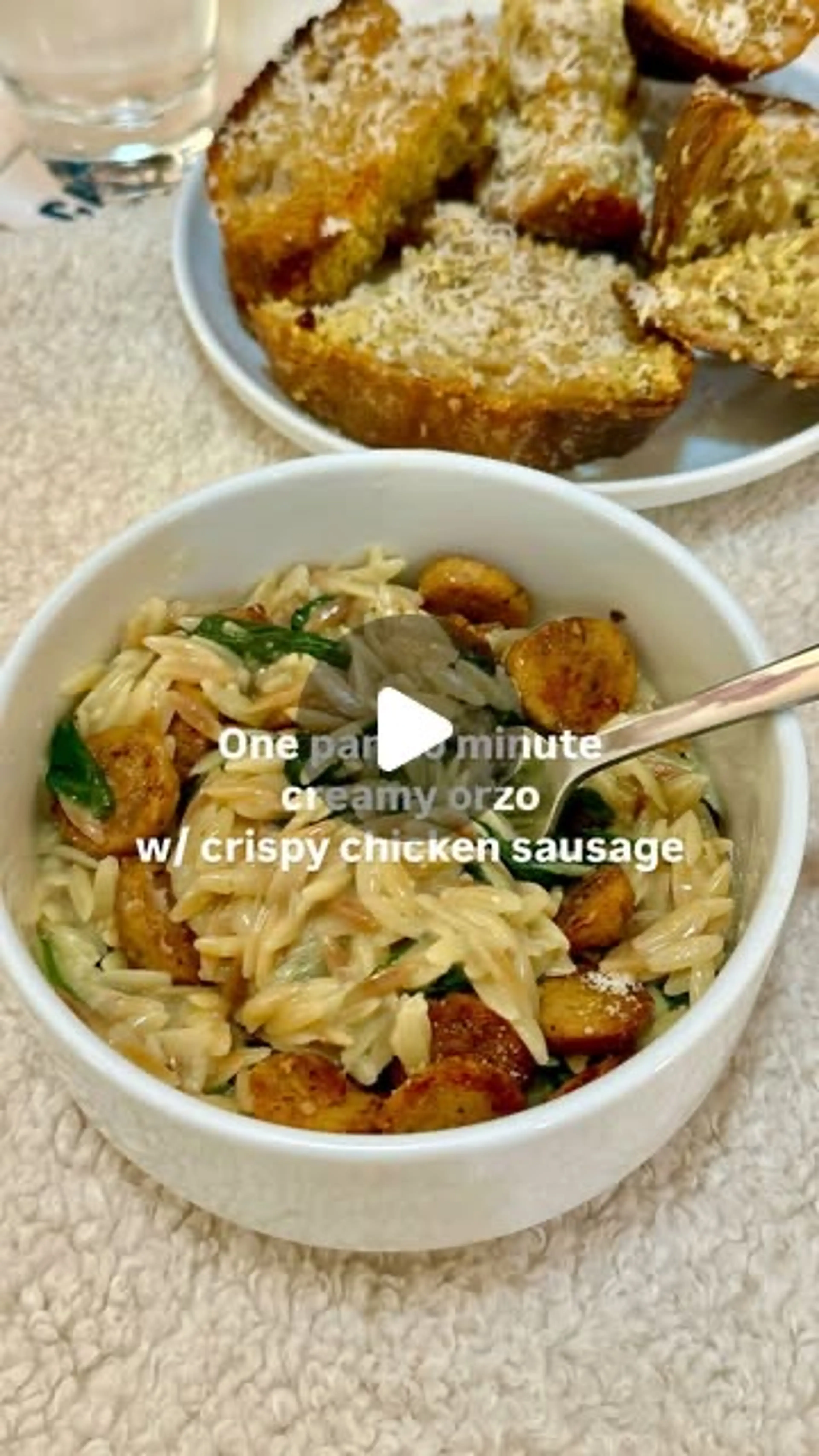One Pan 20 Minute Creamy Orzo with Chicken Sausage (my Curre