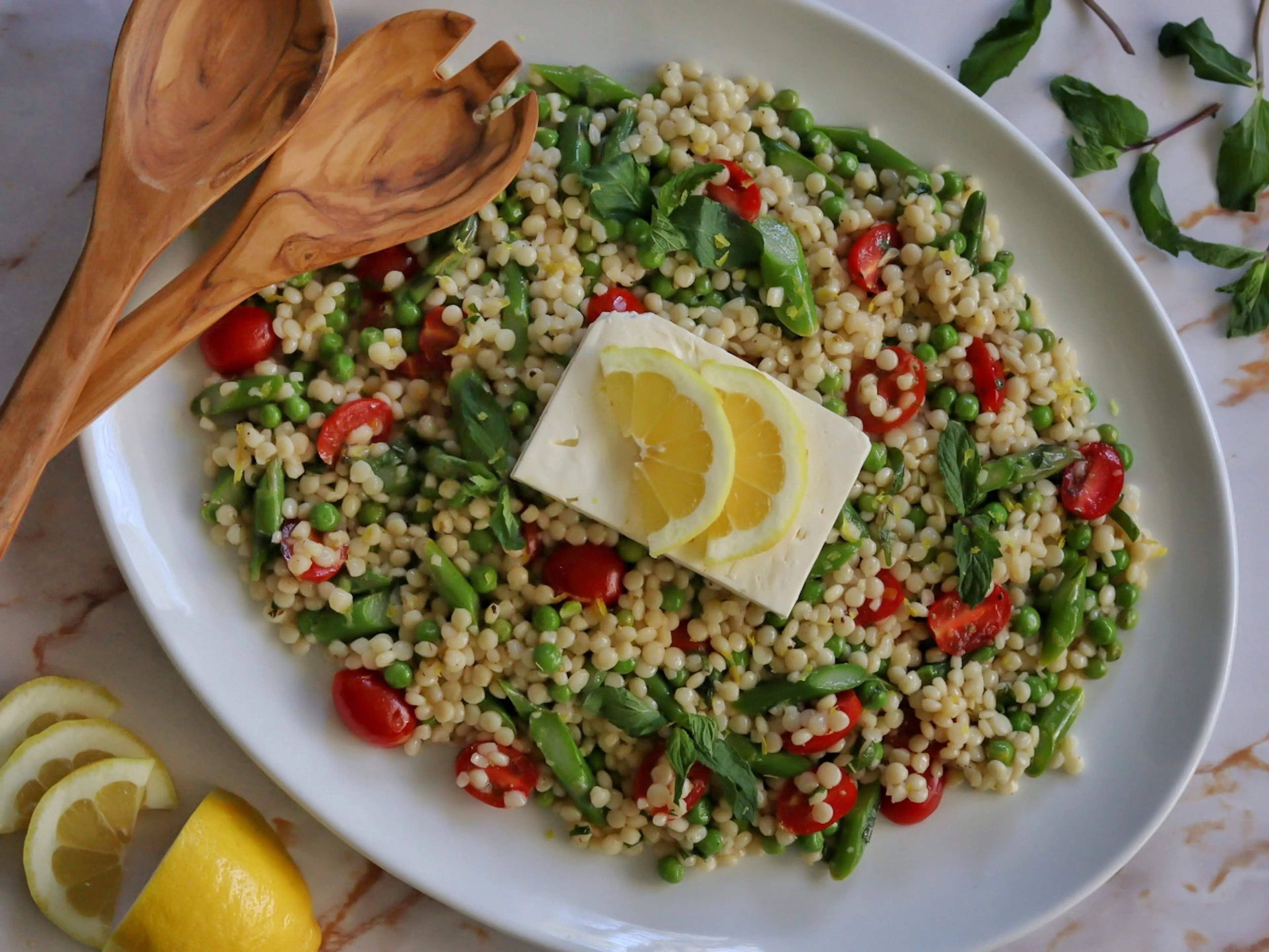 Mint & Feta Israeli Couscous Salad with Lemon Vinaigrette
