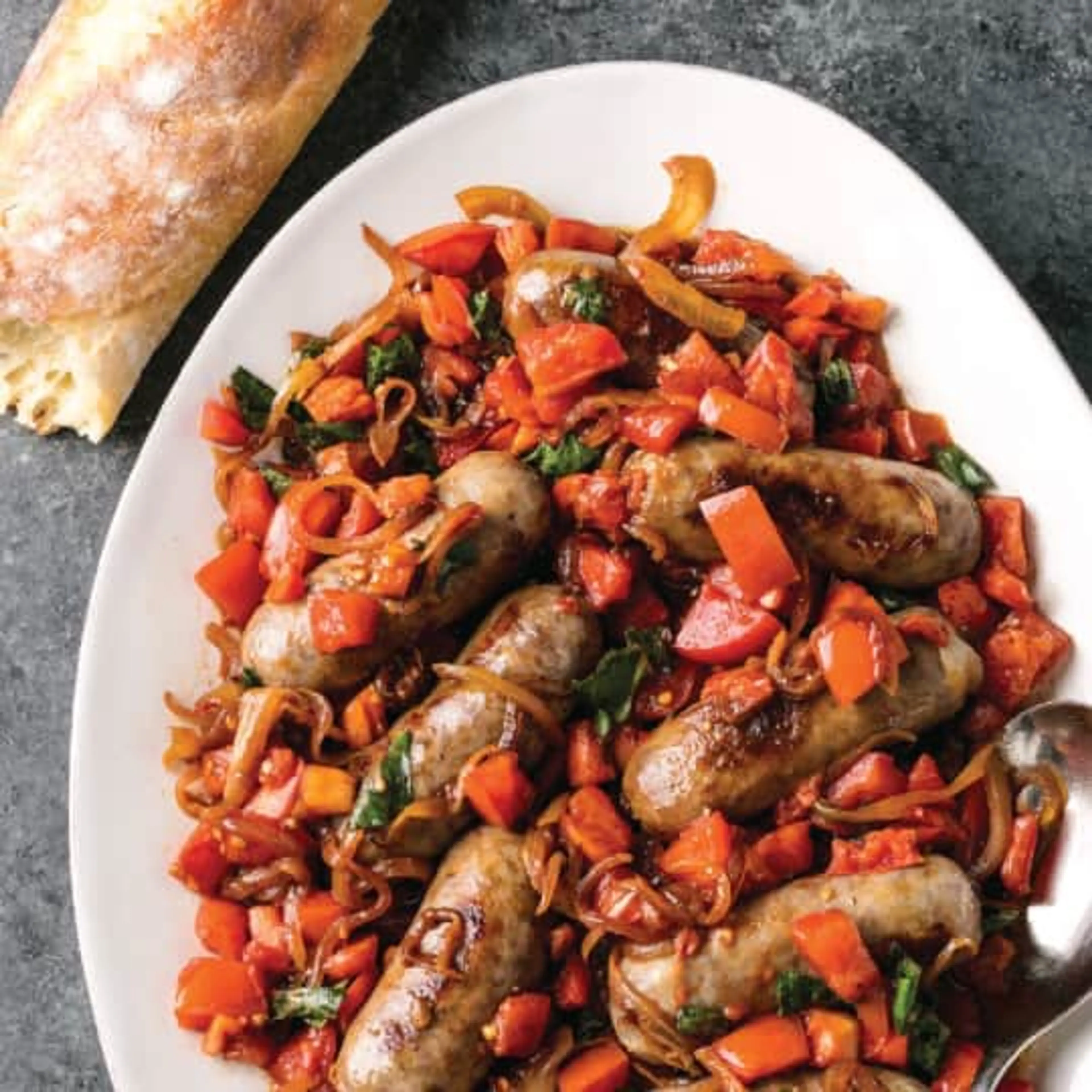 Italian Sausages with Balsamic Stewed Tomatoes (ATK)