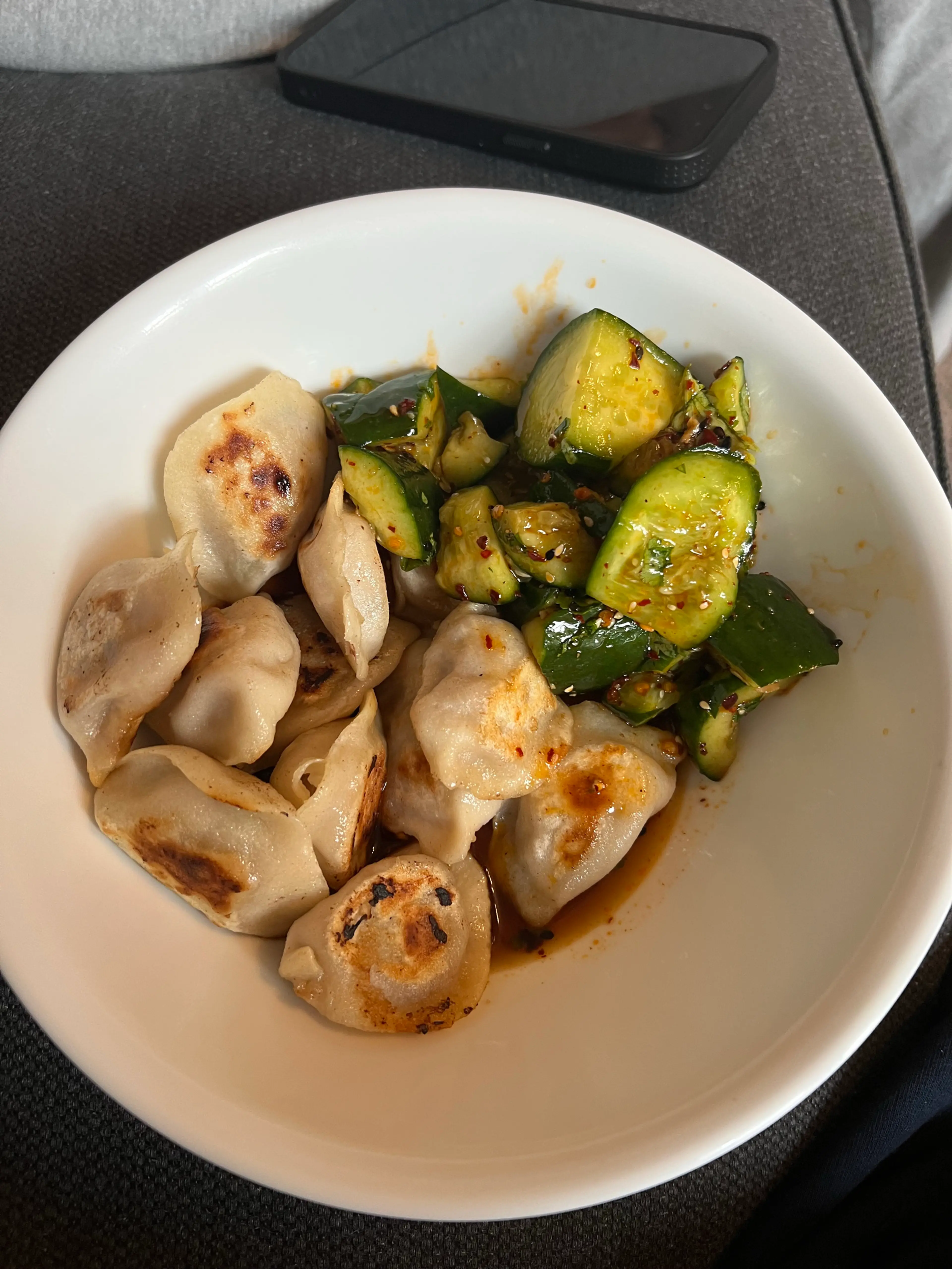 Dumplings + cuc salad