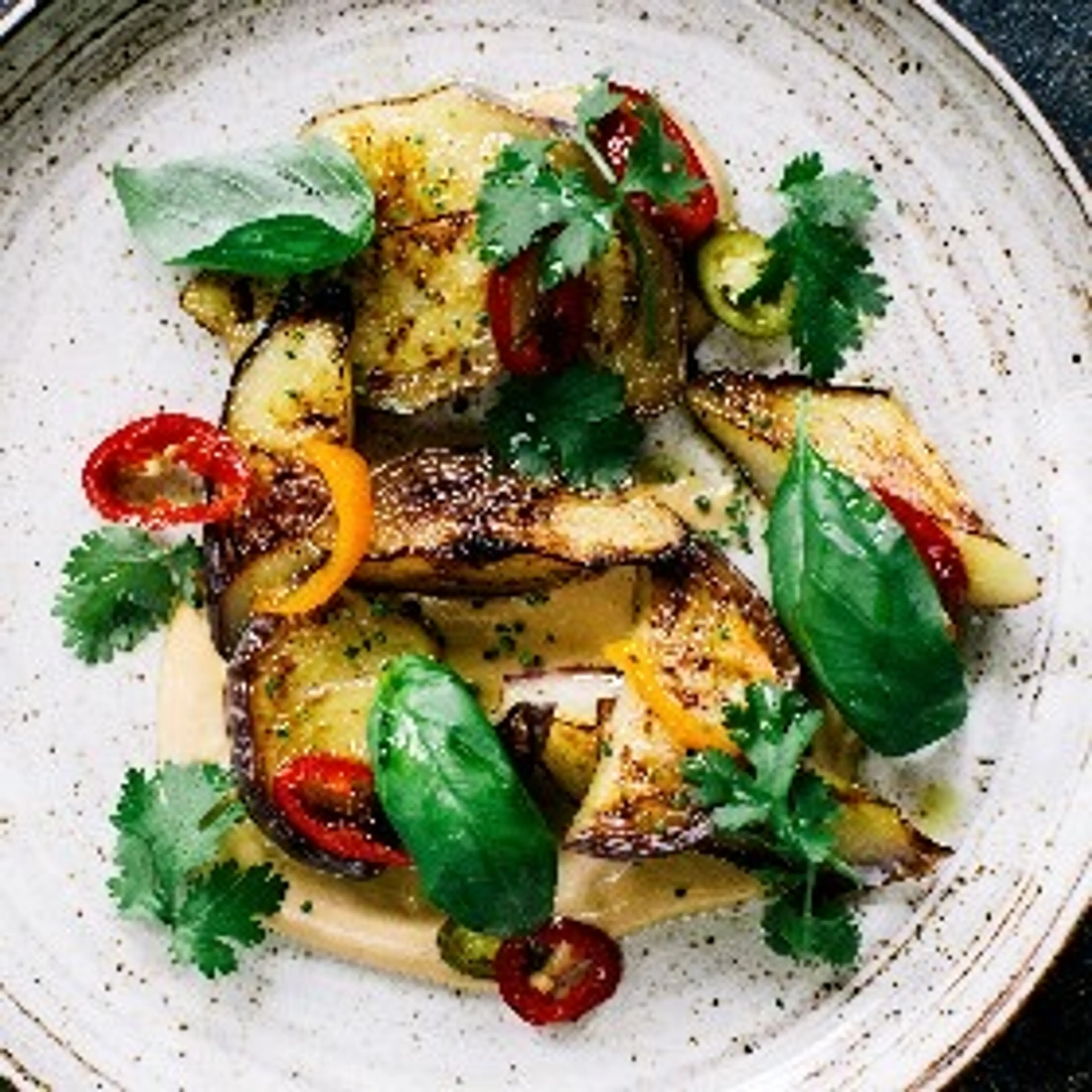 Roasted Fairytale Eggplant with Cashew Butter