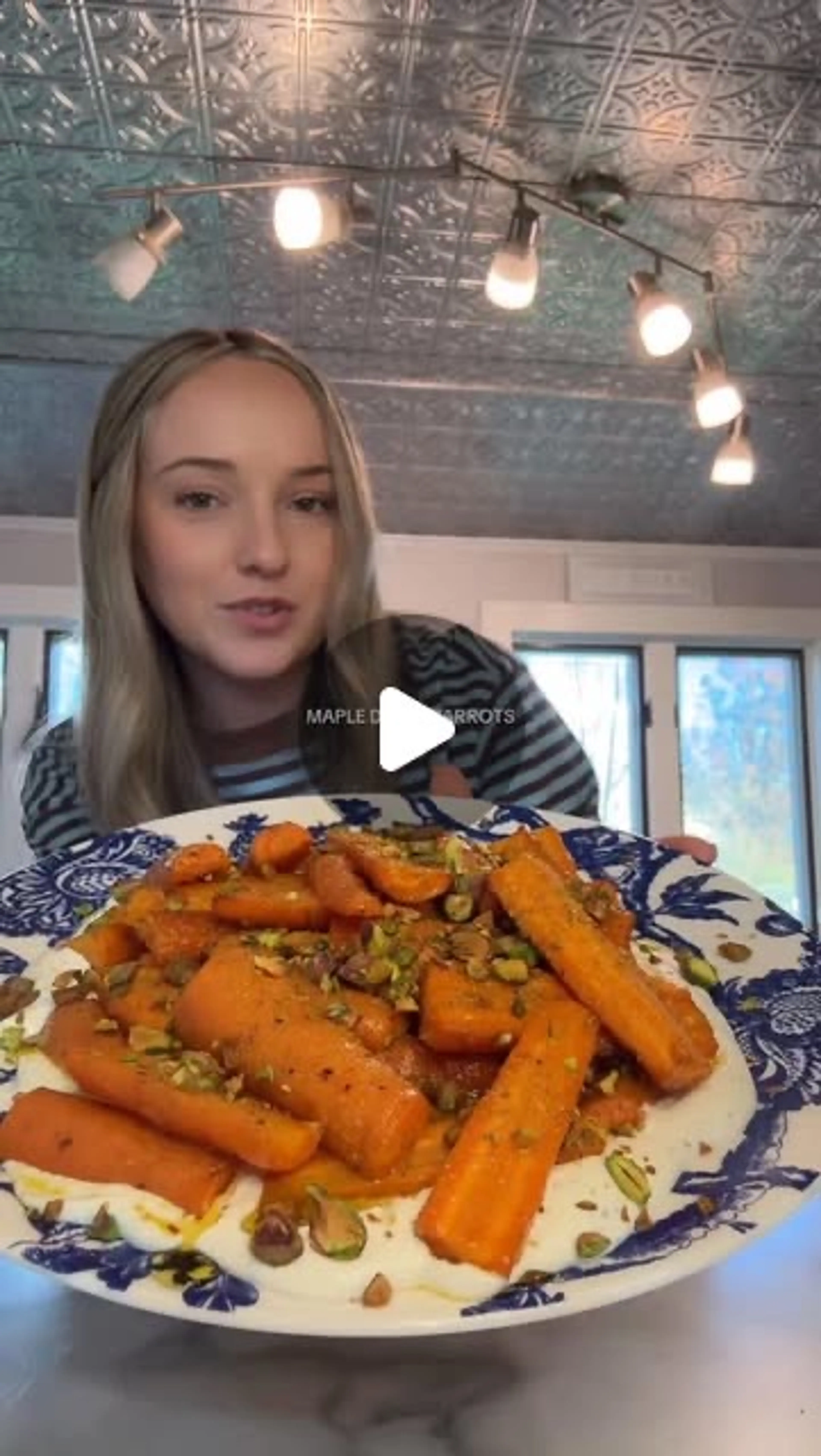 Maple Dijon Carrots with Pistachios Over Goat Cheese