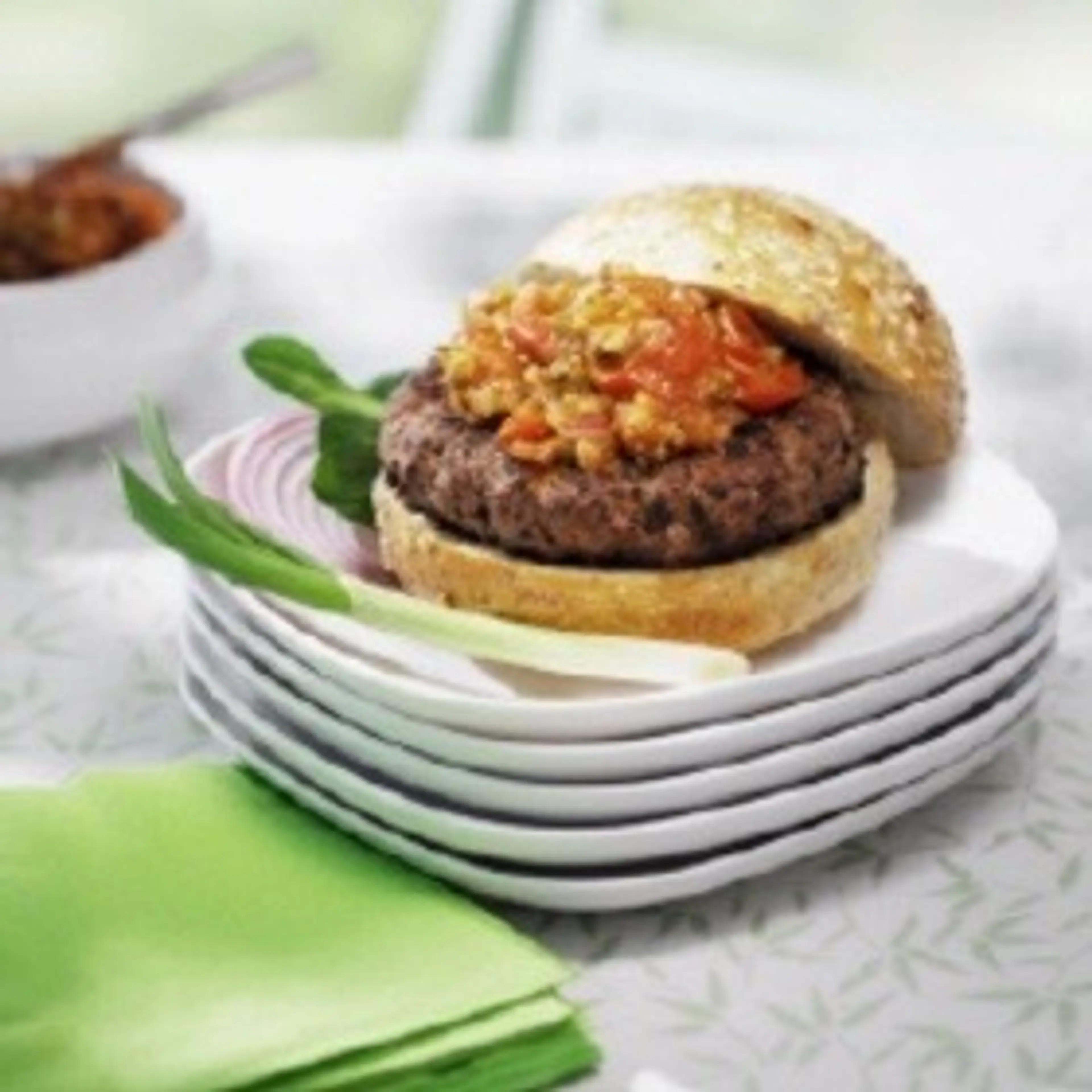 Classic Hamburger with Coriander and Tomato Salsa