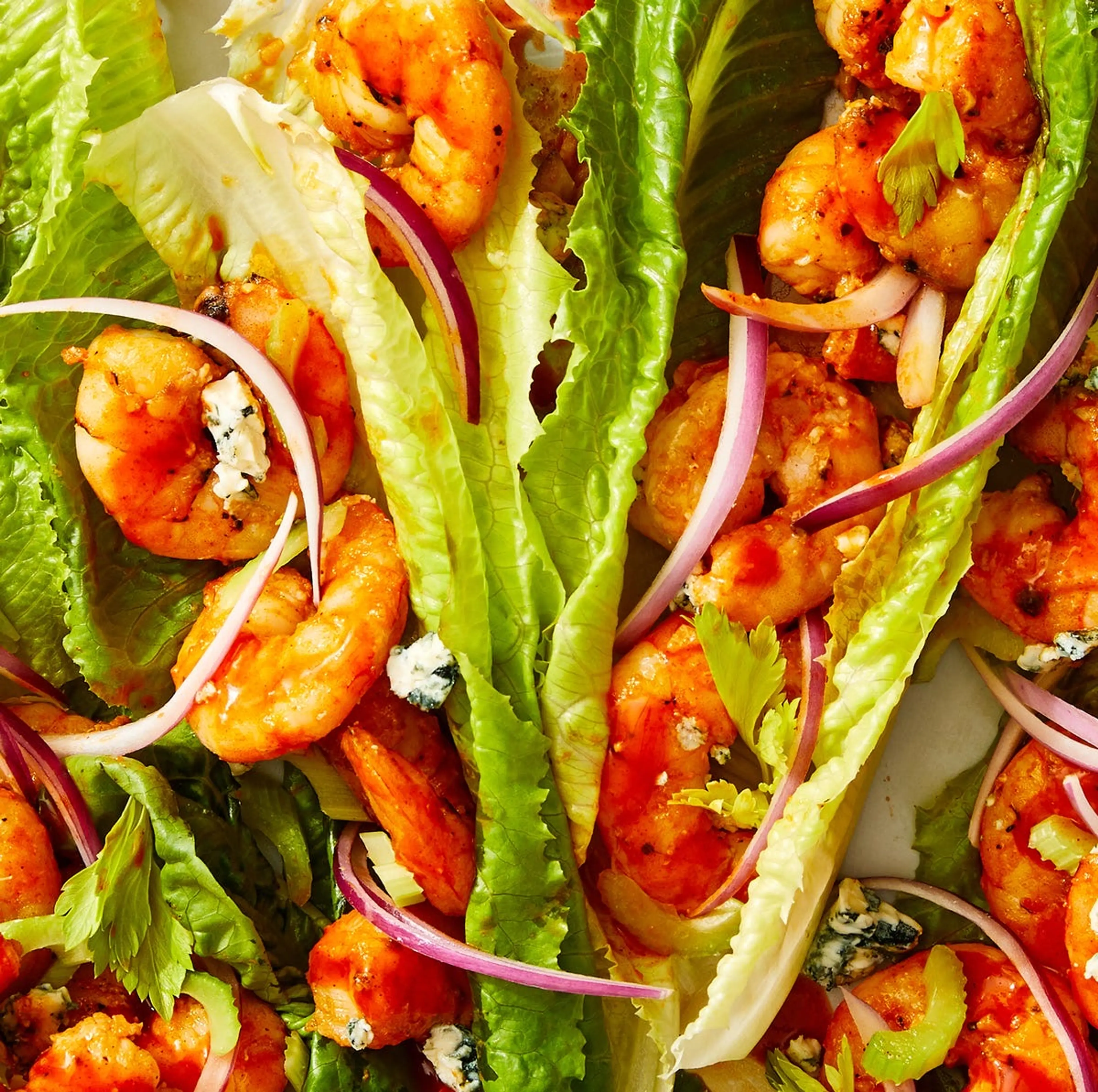 Buffalo Shrimp Lettuce Wraps