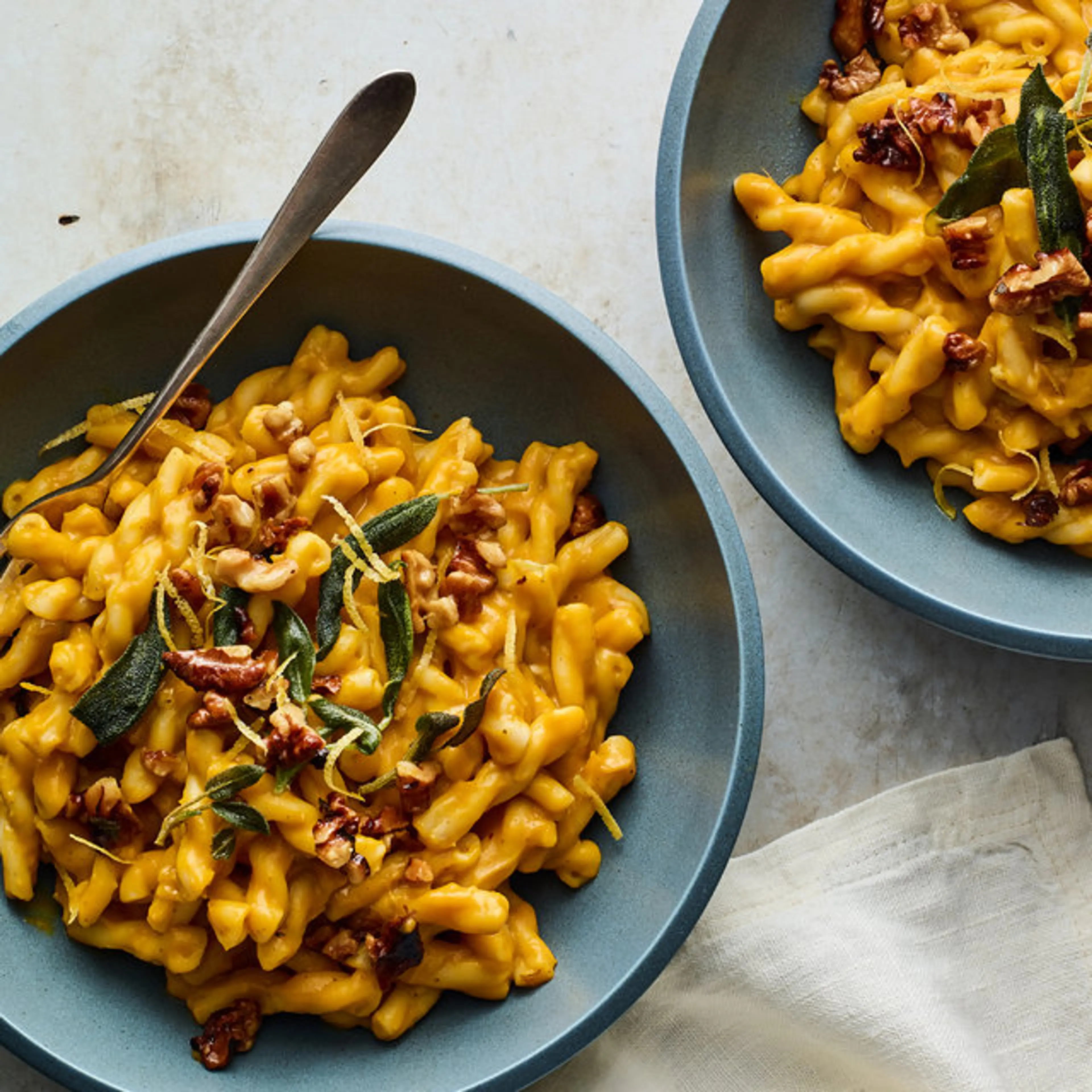 Creamy Butternut Squash Pasta With Sage and Walnuts