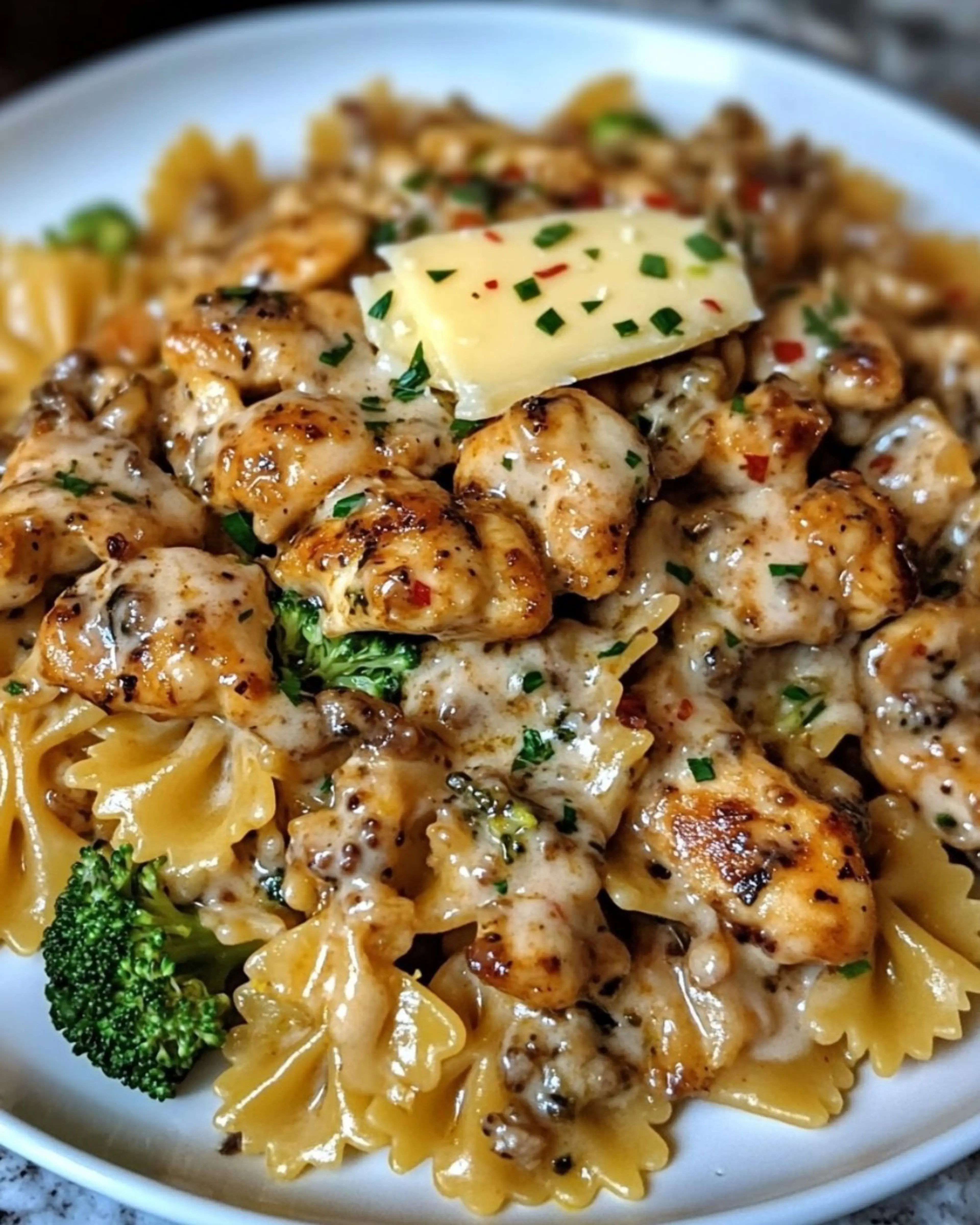 Cowboy Butter Lemon Bowtie Chicken with Broccoli