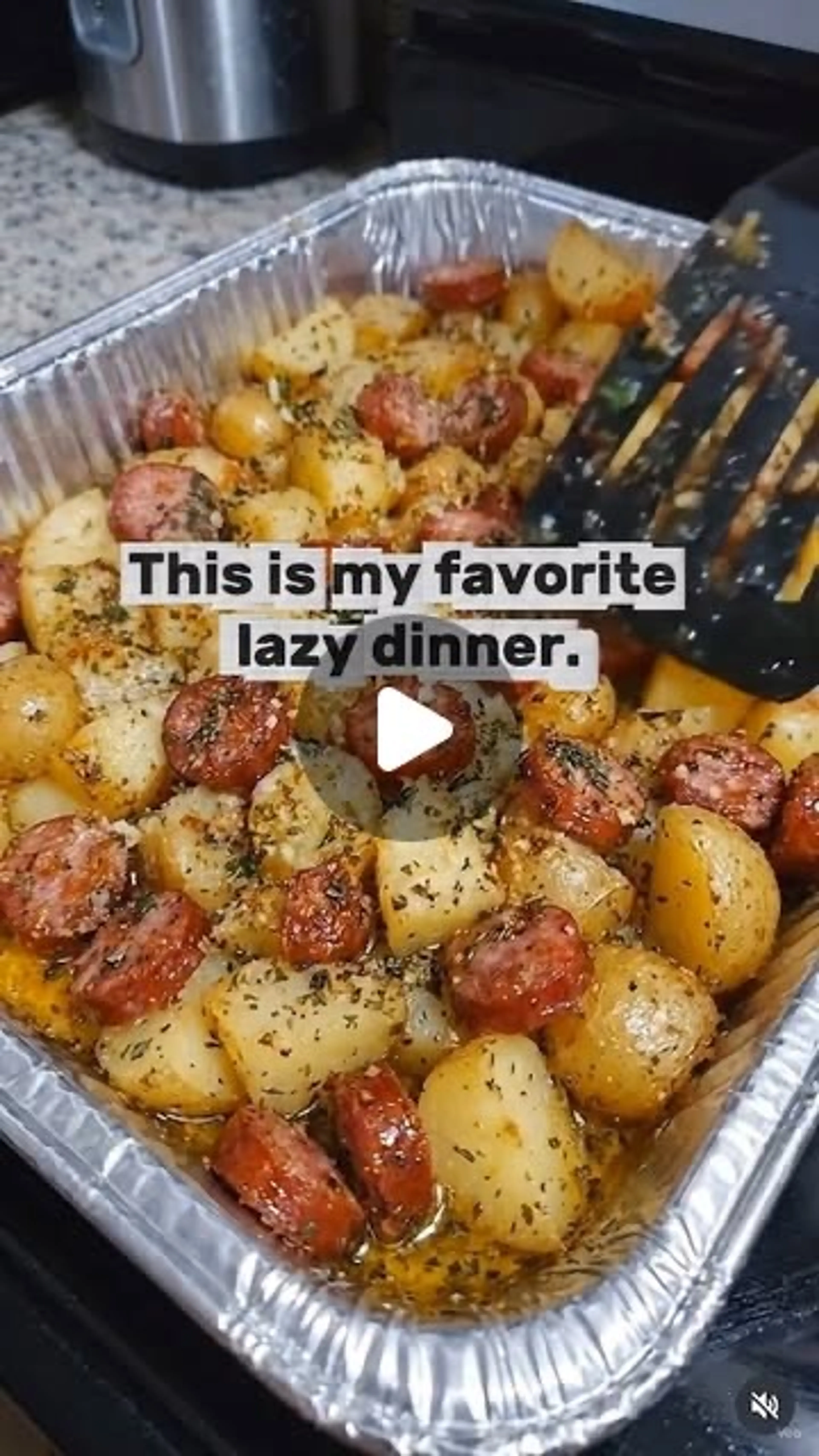 Baked Garlic Butter Sausage and Baby Potato Bake