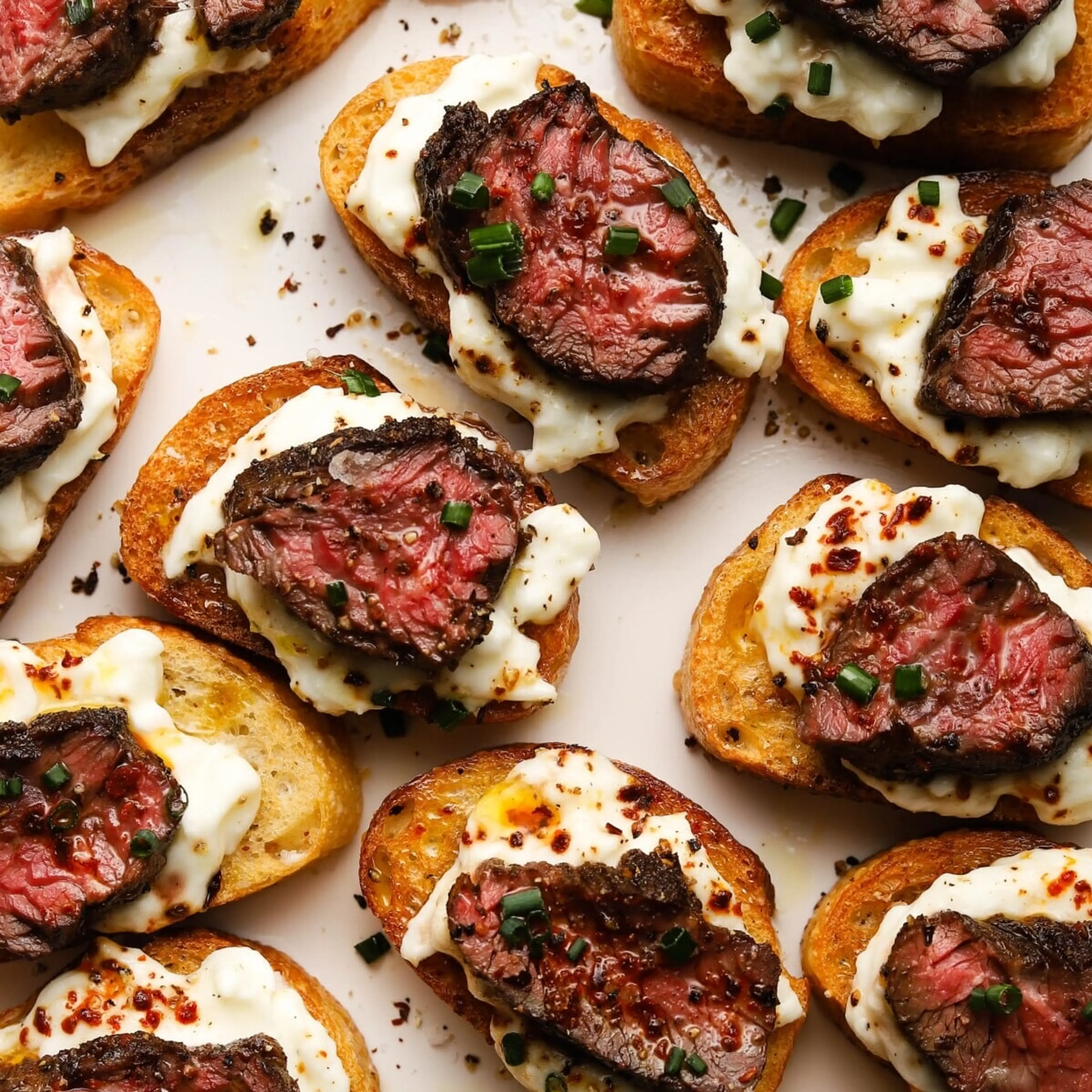 Burrata and Steak Crostini