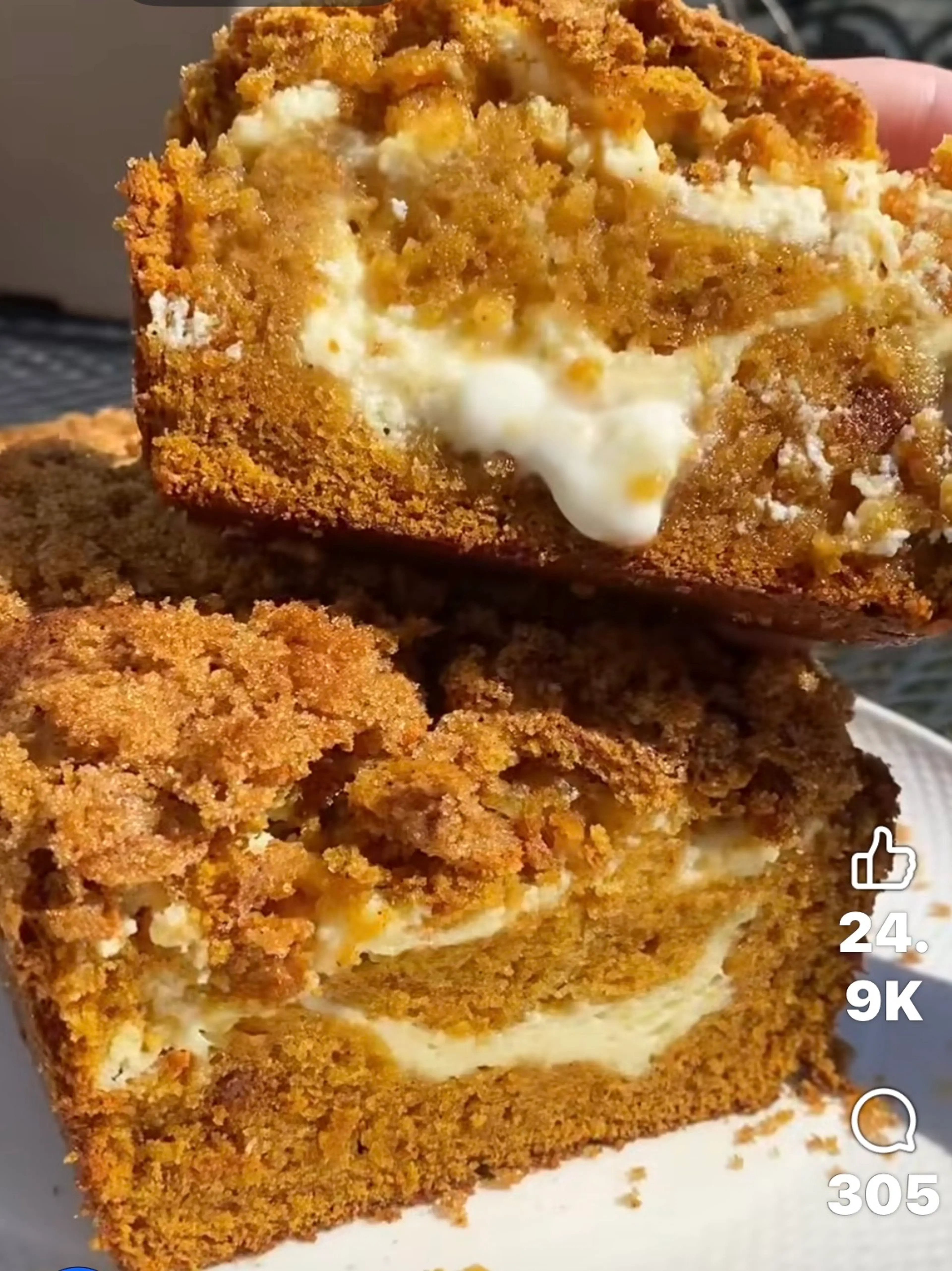 Browned Butter Pumpkin Bread Filled With Cream Cheese