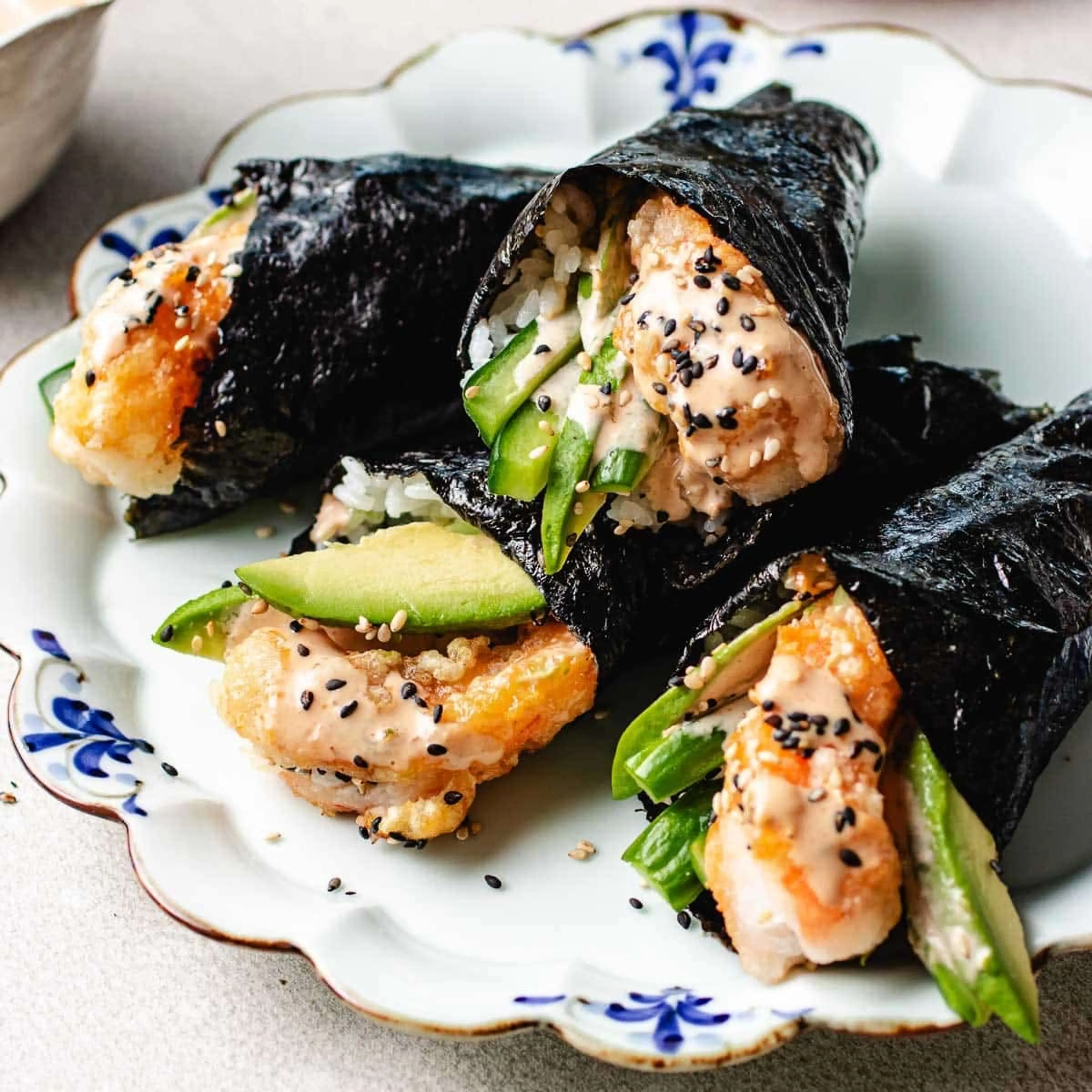 Bang bang shrimp sushi hand roll recipe