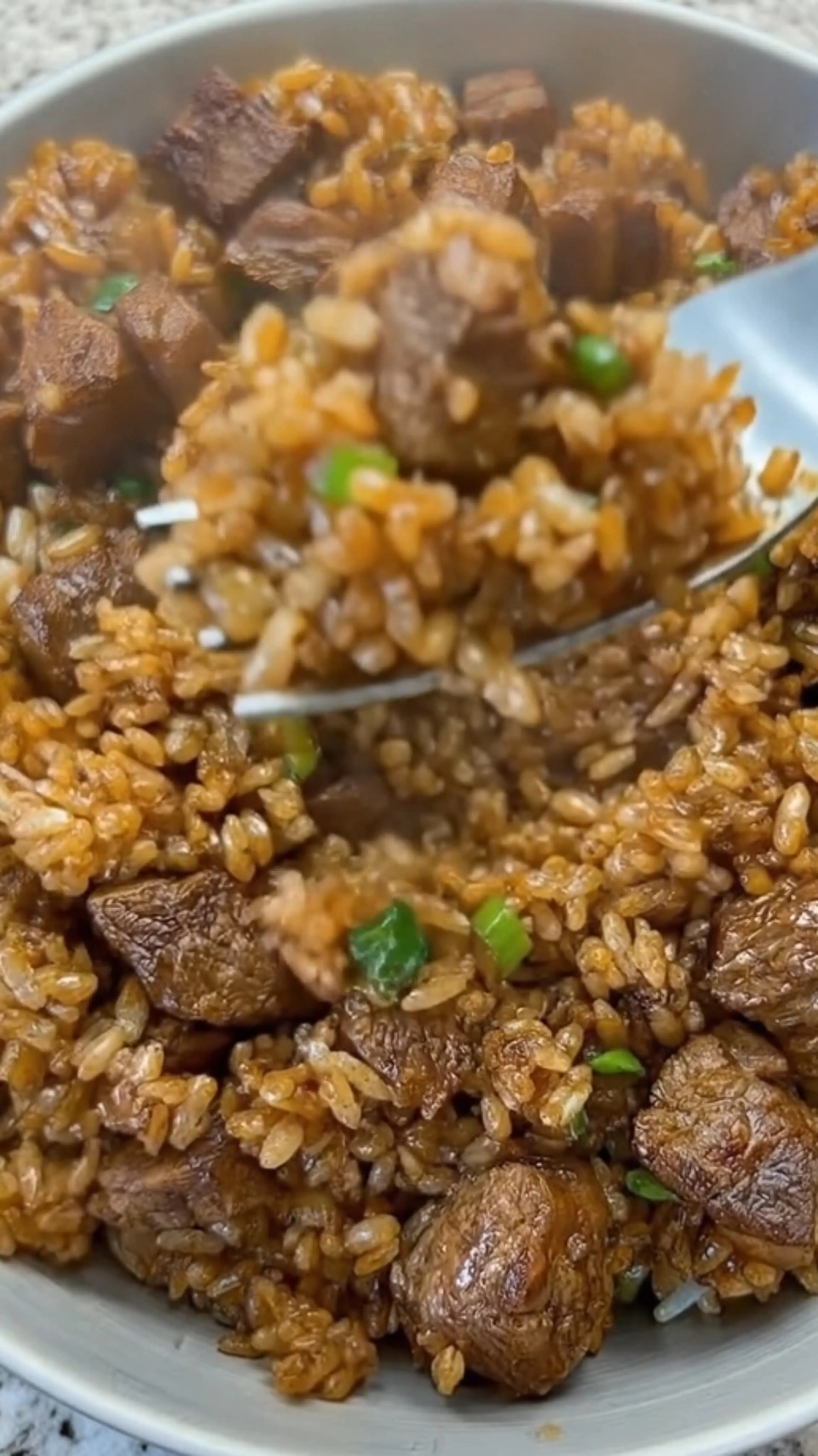 Sticky Honey Garlic Beef Tips and Rice