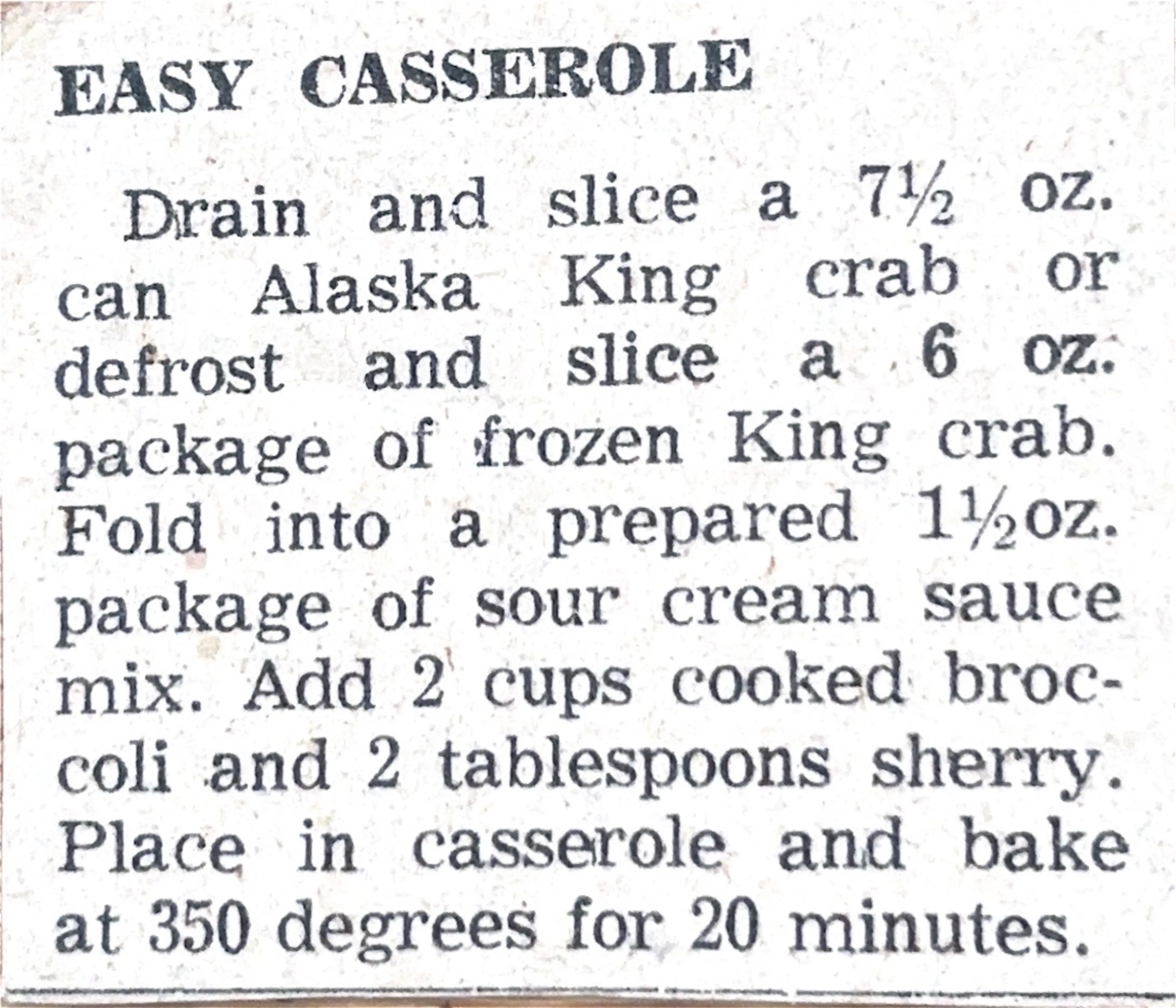 Easy Crab Casserole