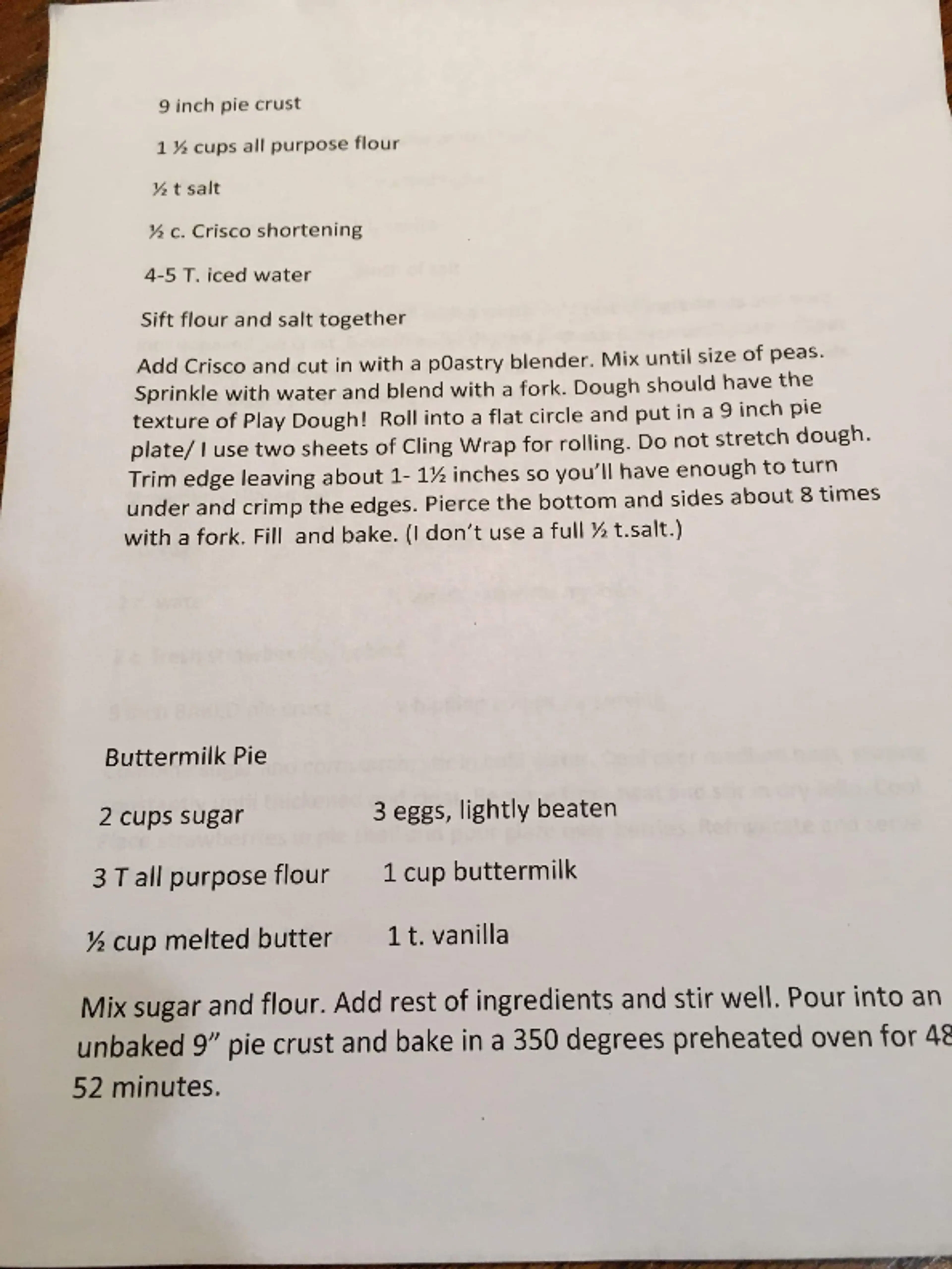 Ms. Rieger's 9in Pie Crust