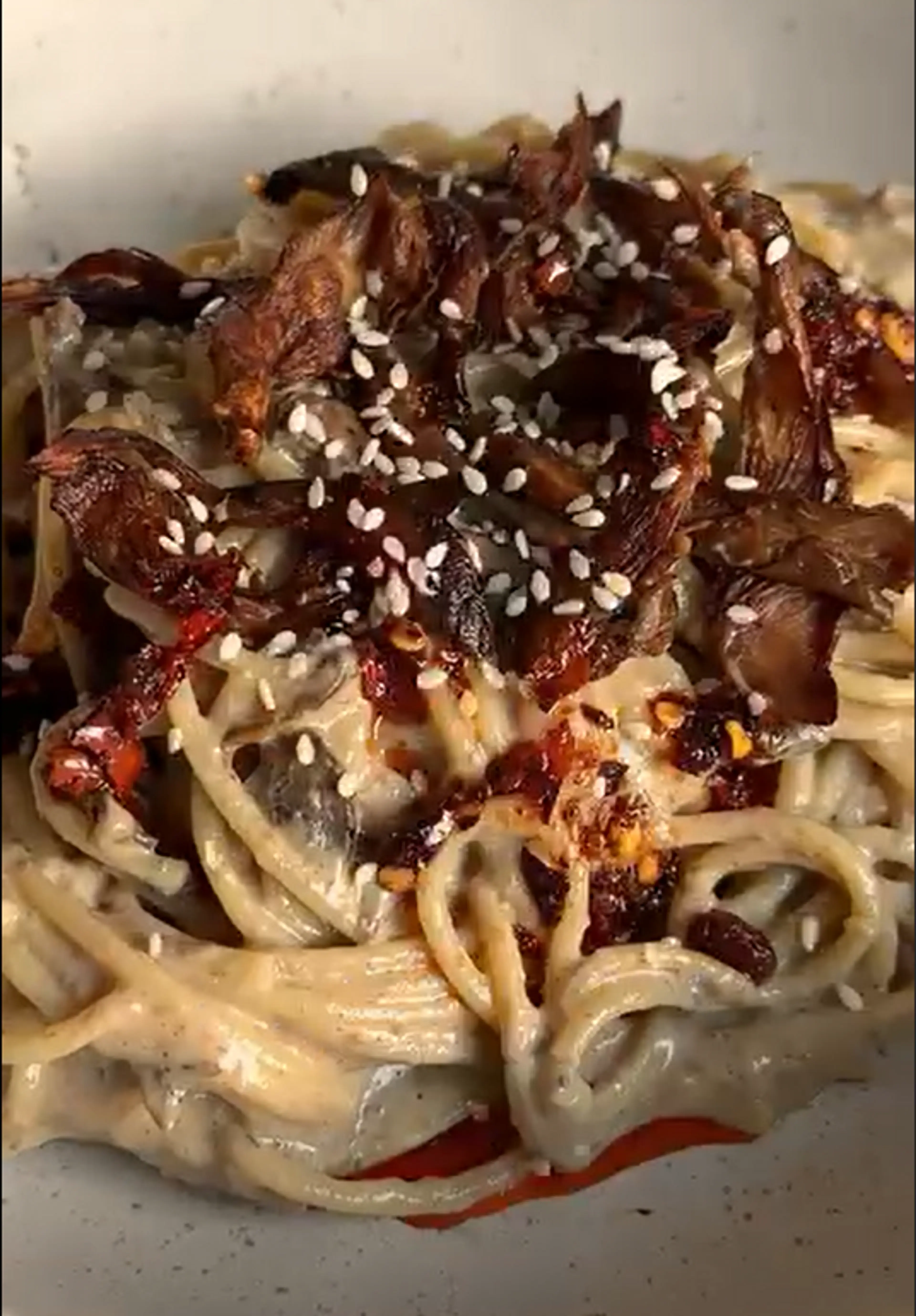 Creamy Miso Mushroom Pasta - sarahsveganrecipes on insta
