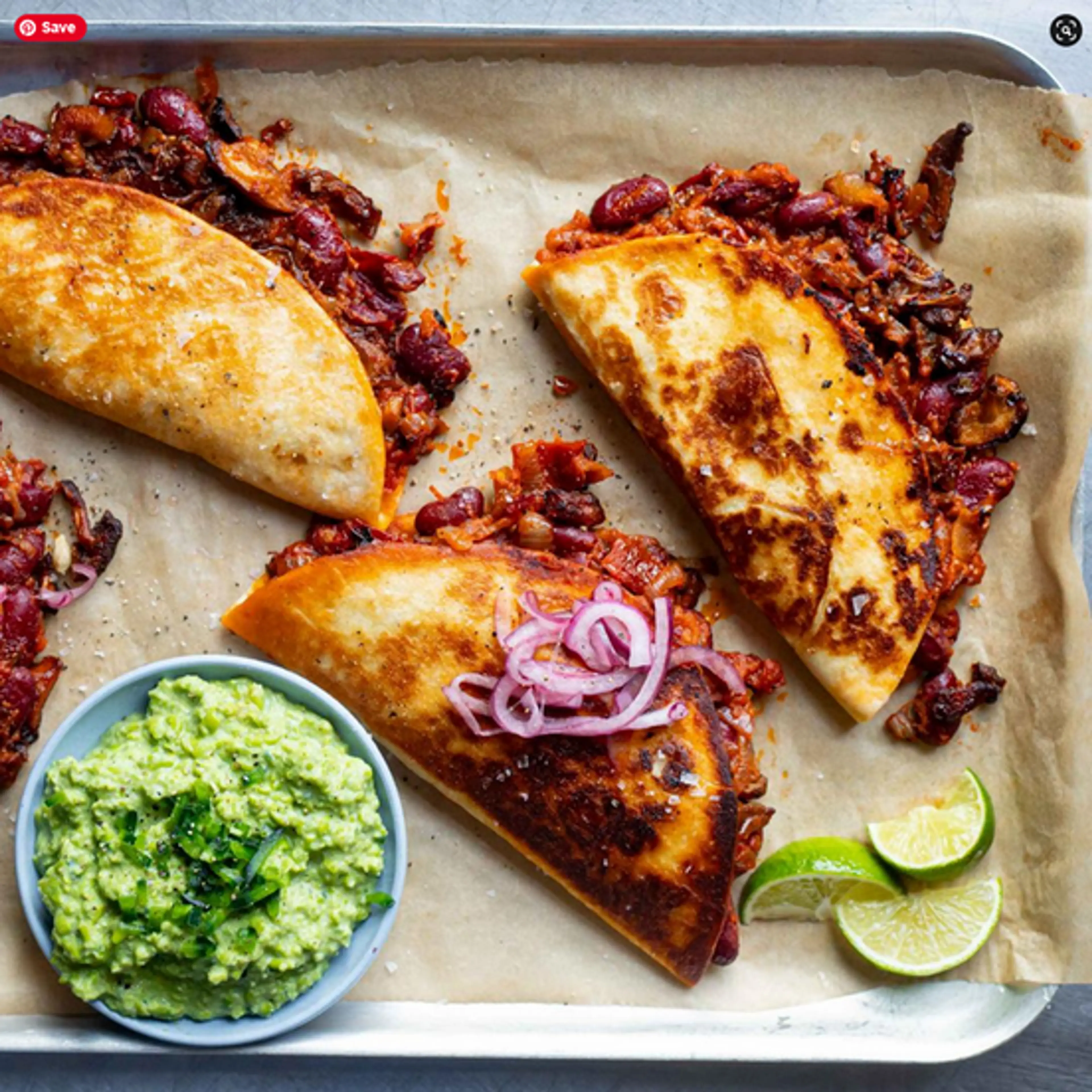 Crispy Mushroom & Black Bean Tacos with Pea Guacamole - mob