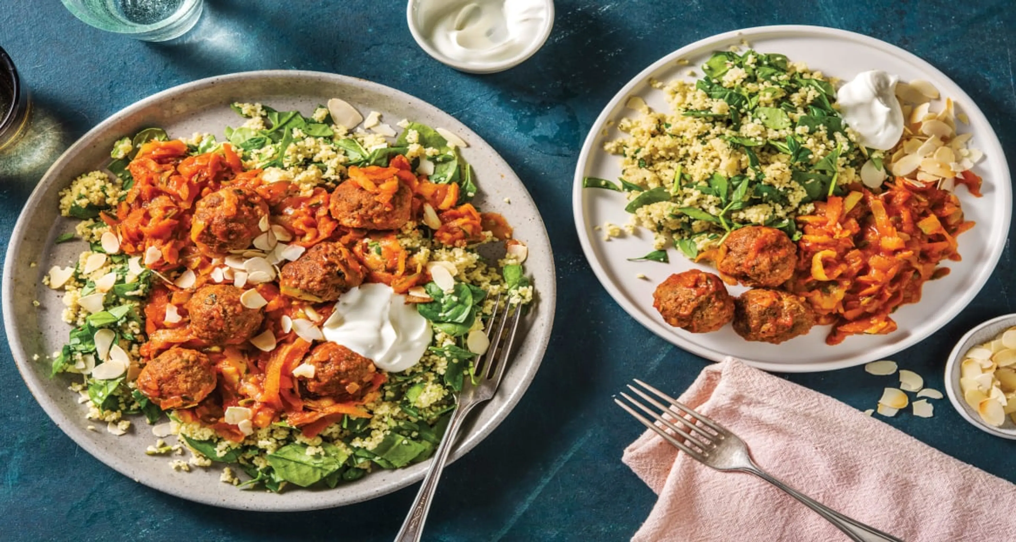 Moroccan Beef Meatballs with Couscous & Flaked Almonds