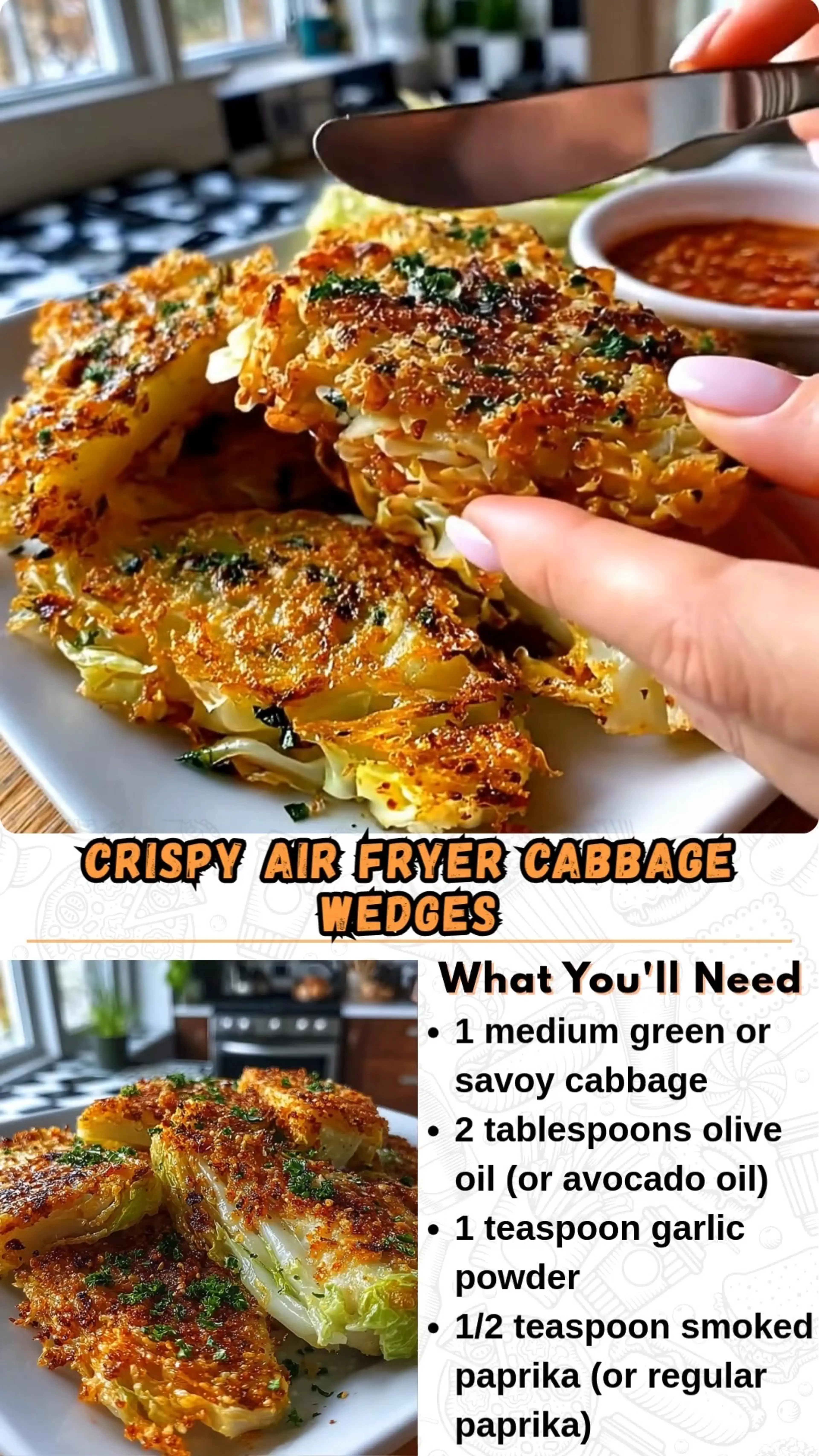 Crispy Air Fryer Cabbage Wedges