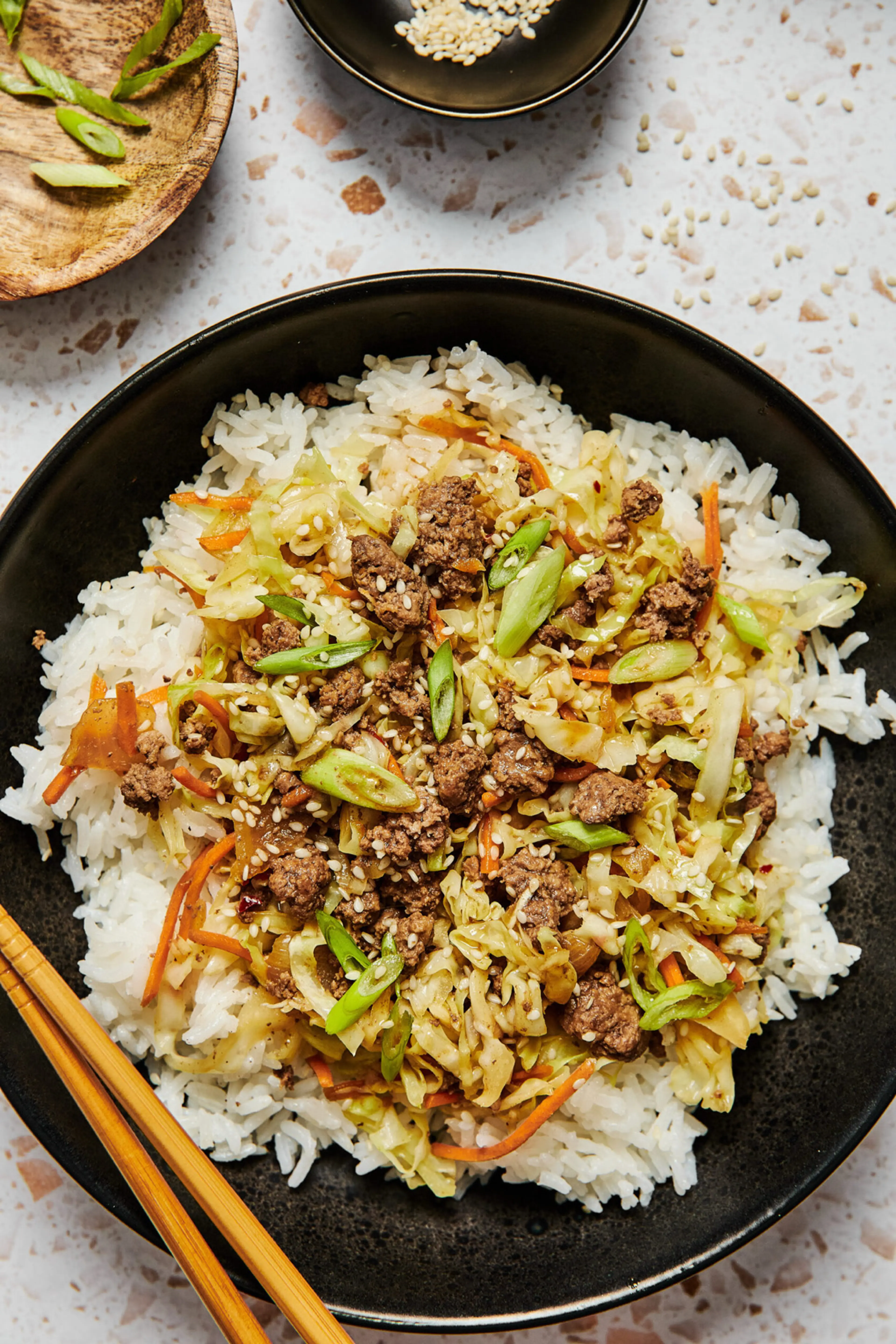 Easy Asian Ground Beef and Cabbage Stir Fry