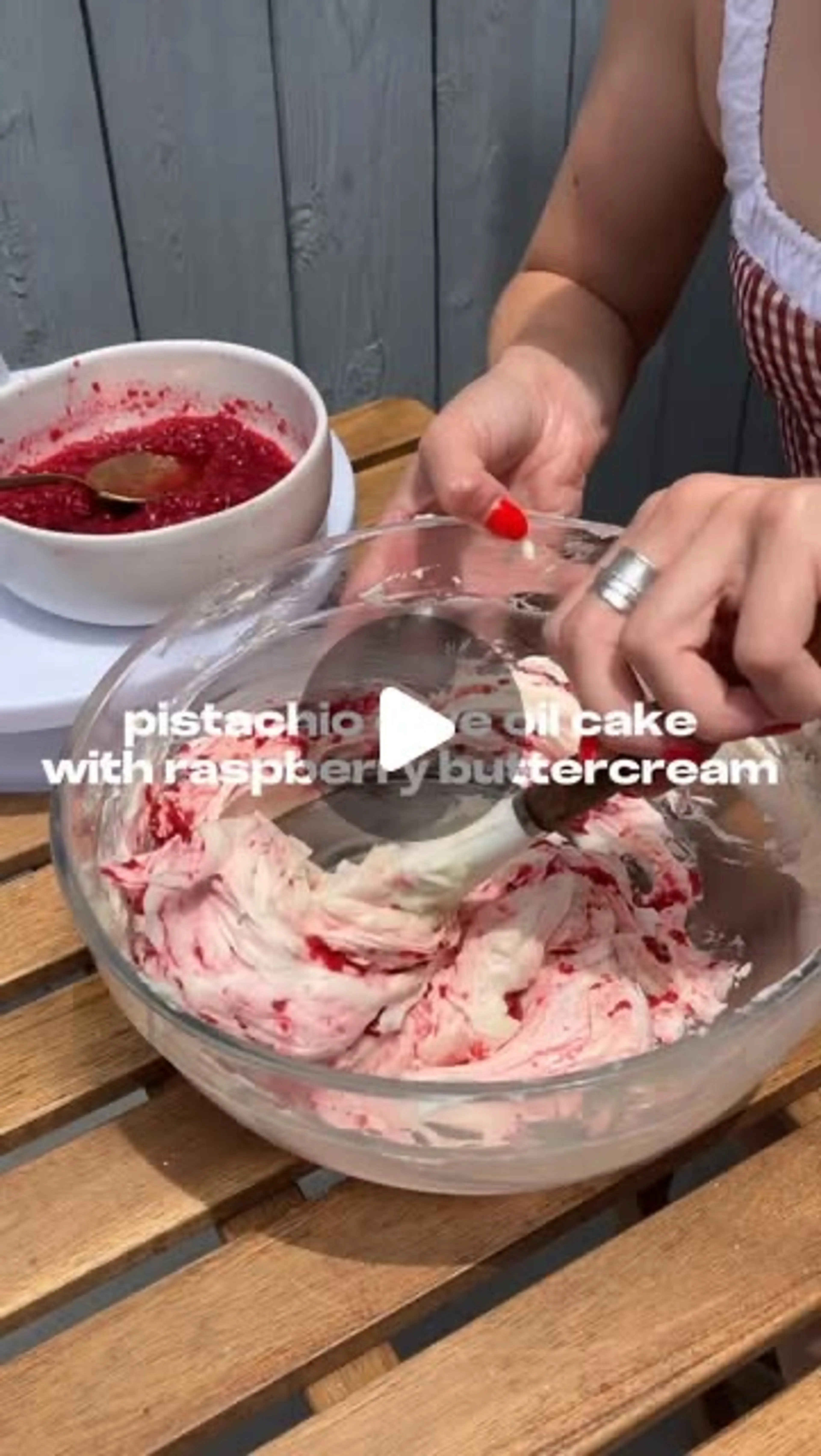 Pistachio Olive Oil Cake with Raspberry Buttercream