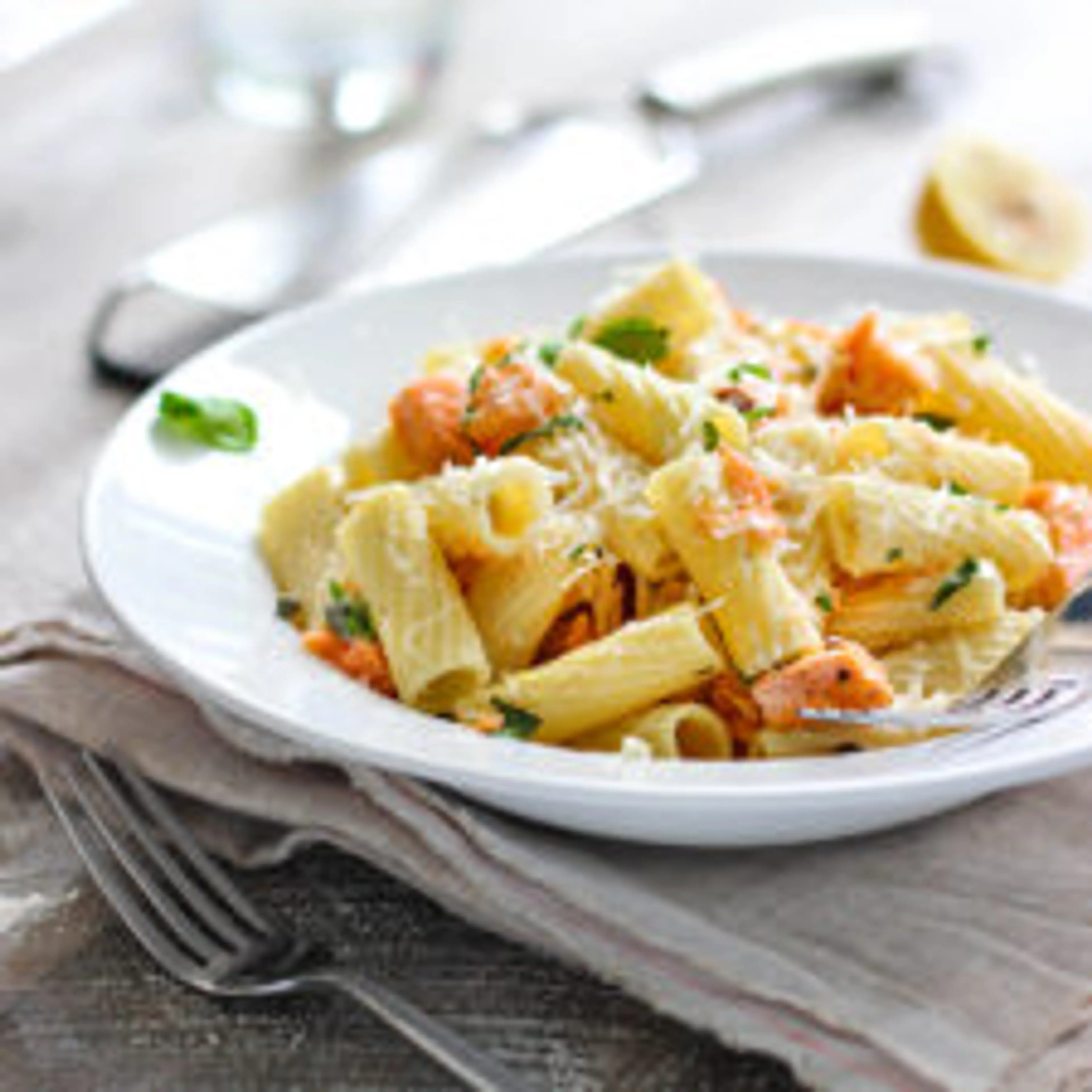 Light Lemon Garlic Pasta with Salmon