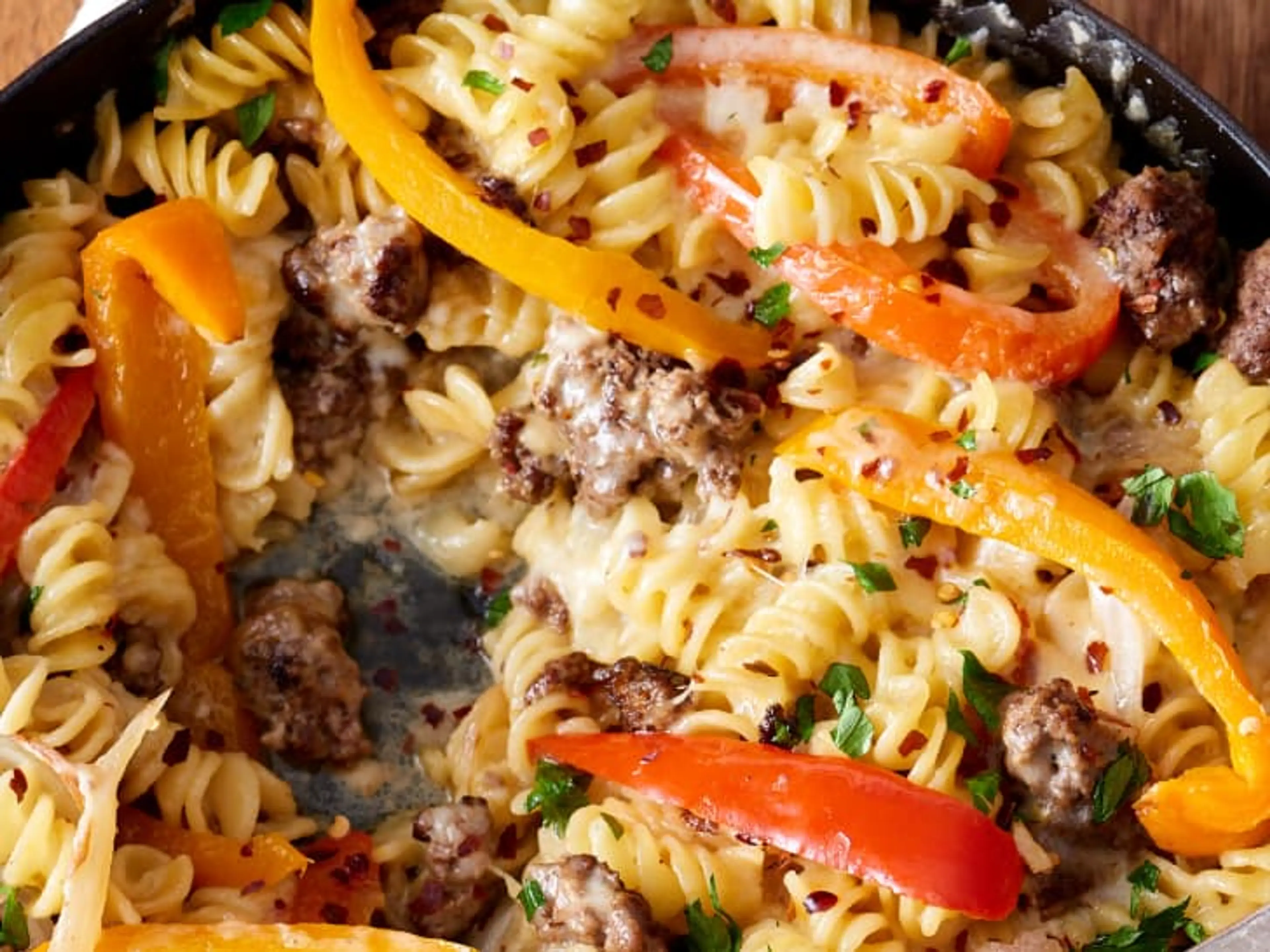 Philly Cheesesteak Pasta Skillet